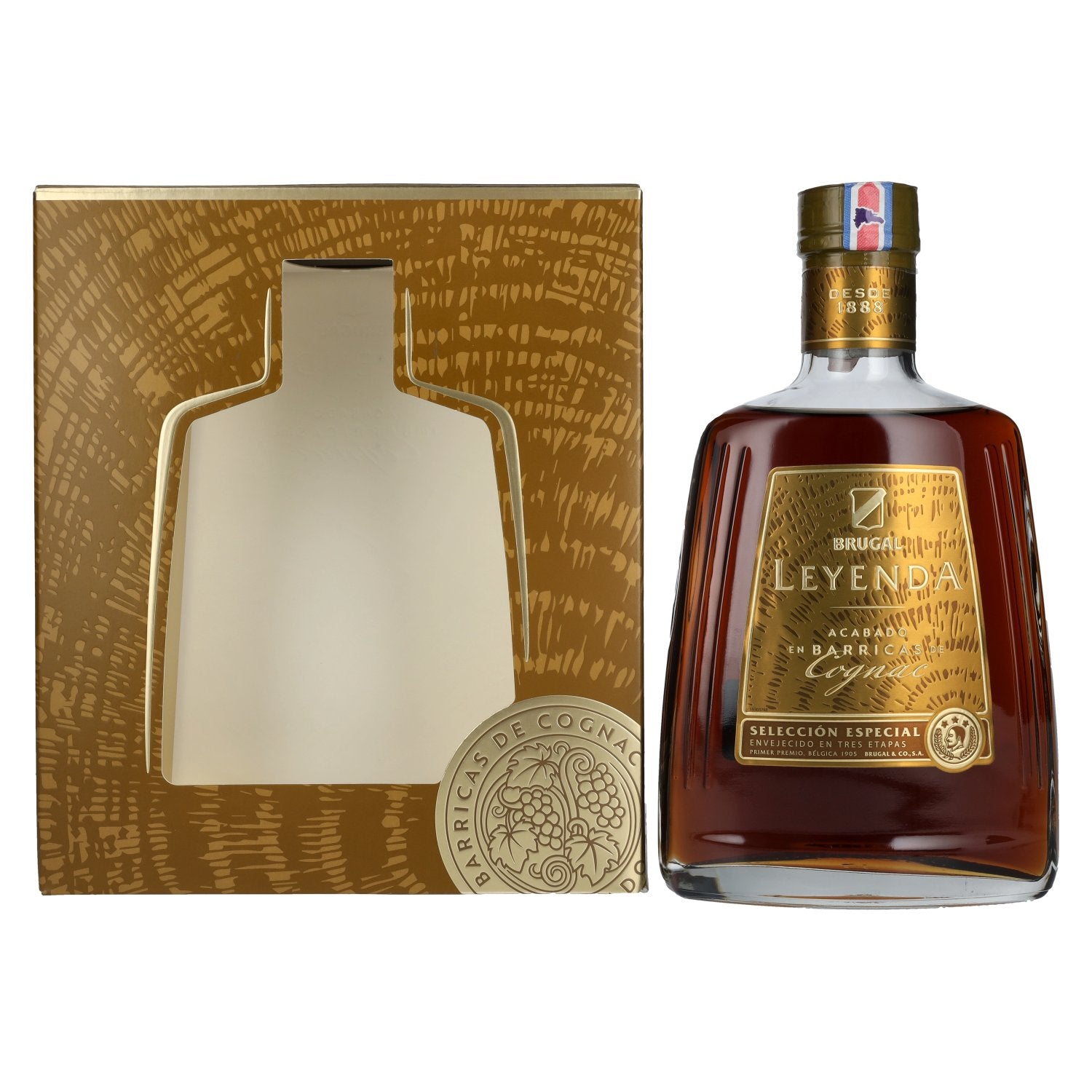 Brugal LEYENDA Cognac Finish Rum 38% Vol. 0,7l in gift box – delicando