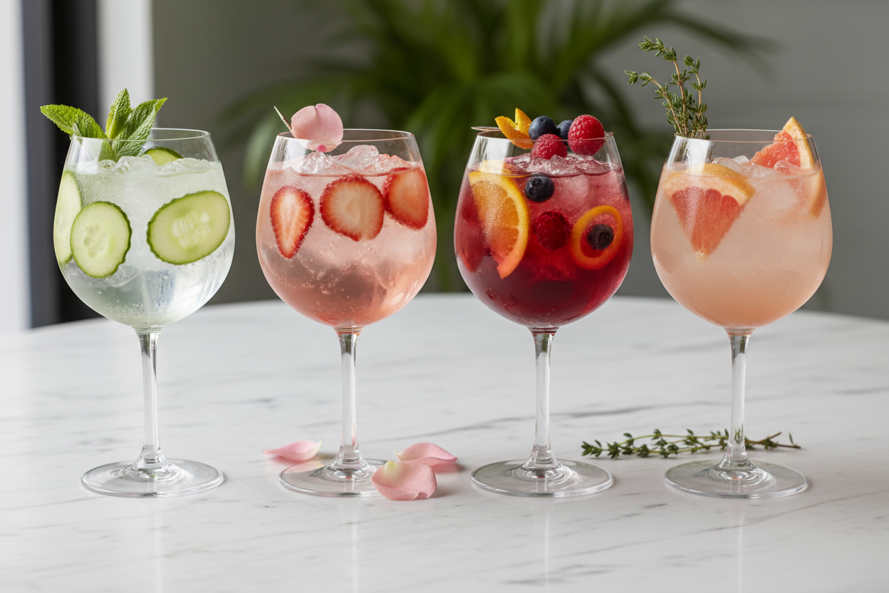 Lillet Spritzer in Weinglas mit Deko