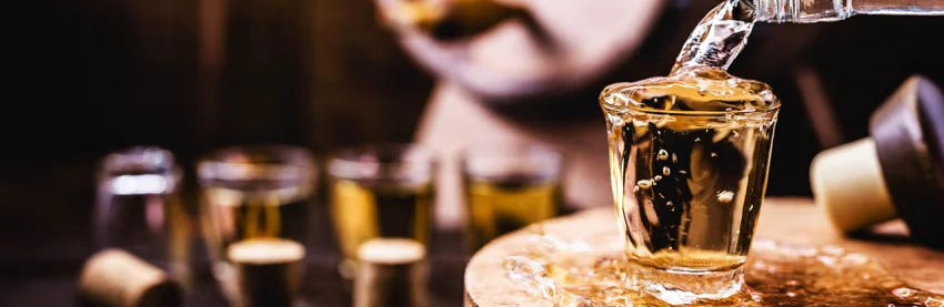 Bild zeigt Glas mit Flüssigkeit die eingeschenkt wird 
