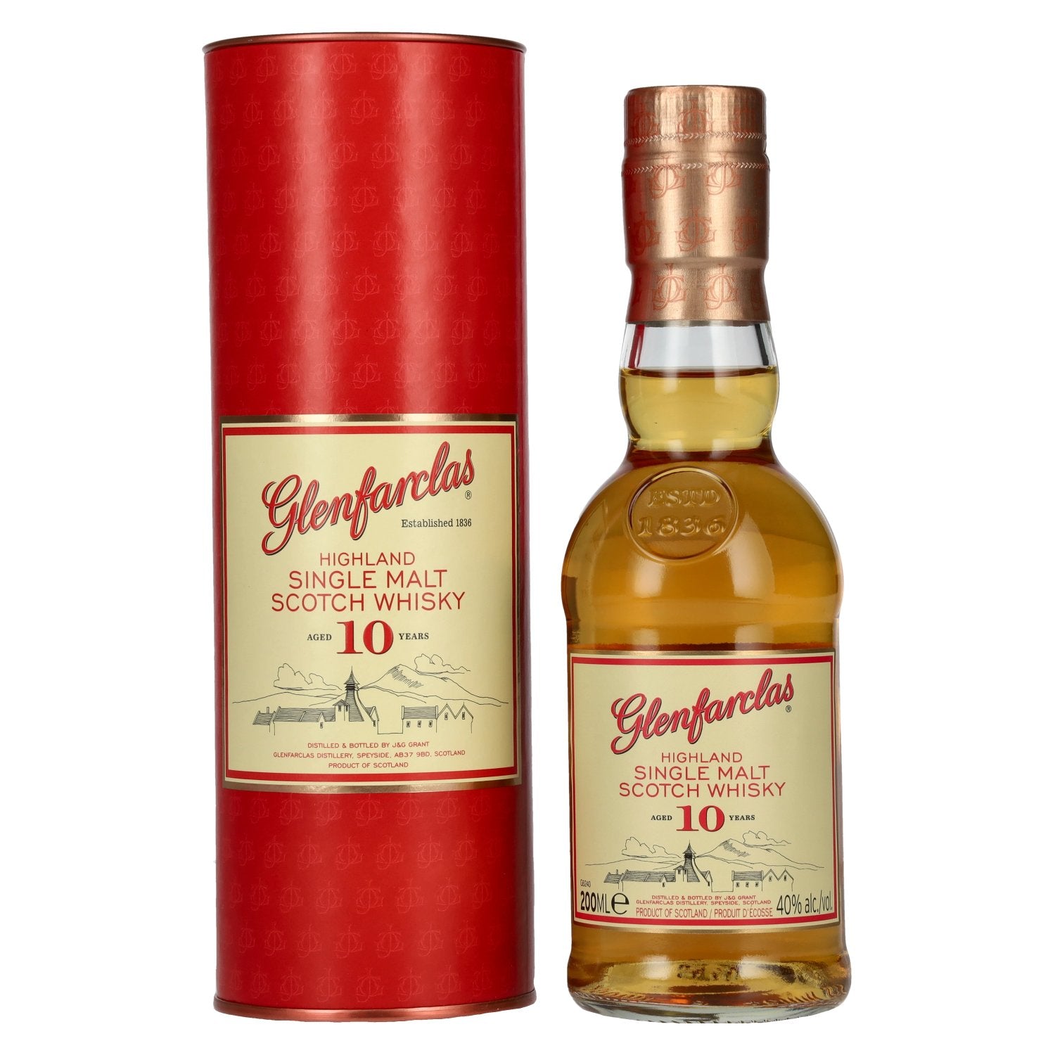 Glenfarclas 10 Years Old Highland Single Malt Scotch Whisky 40% Vol. 0,2l en coffret cadeau