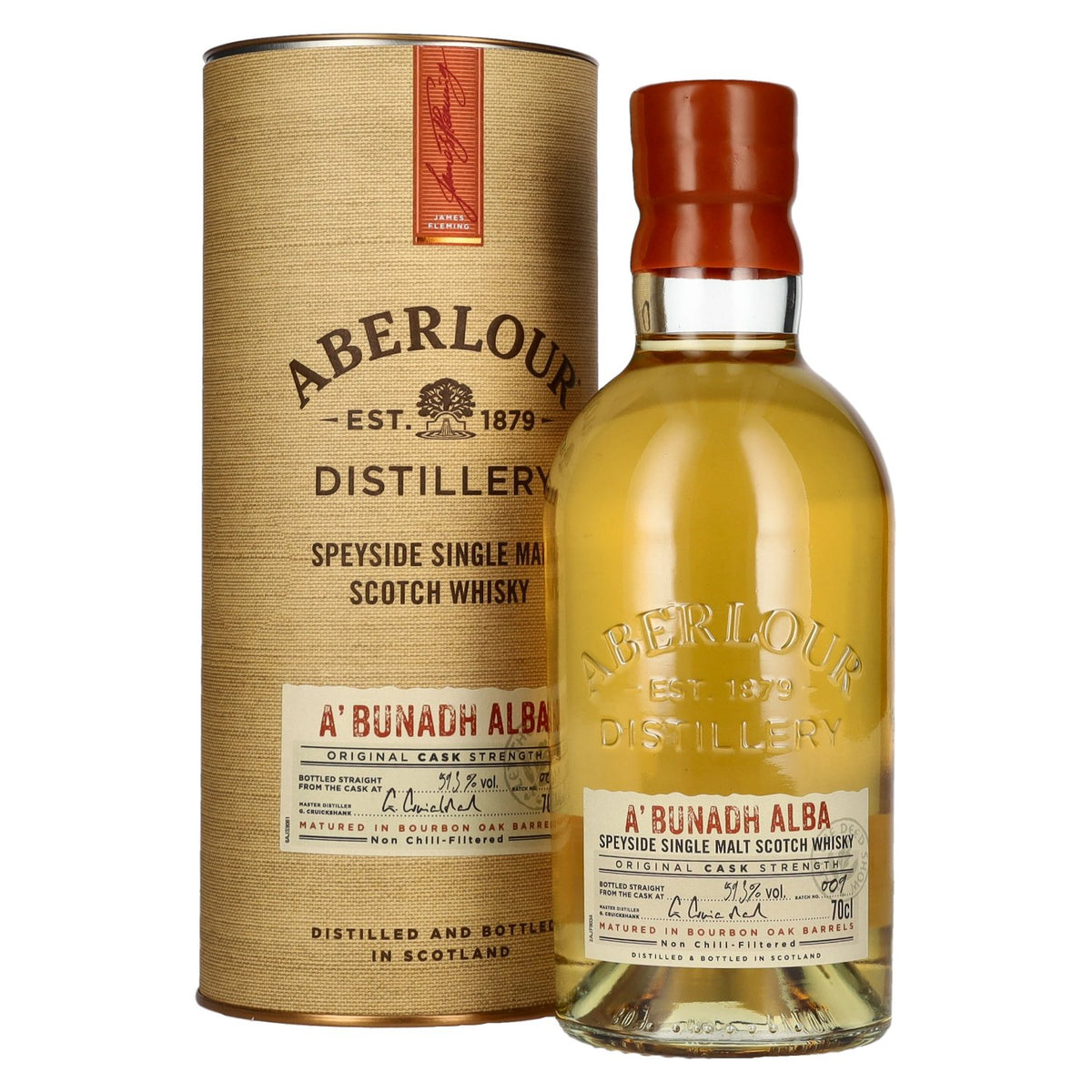 Aberlour A'BUNADH ALBA Original Cask Strength, lot n° 009, 59,3 % vol., 0,7 l, dans un coffret cadeau