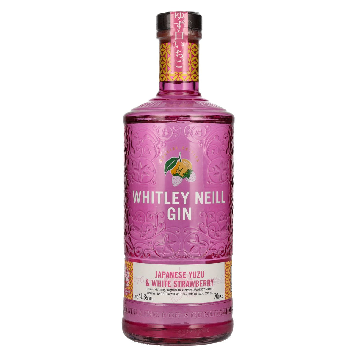 Whitley Neill JAPANESE YUZU &amp; WHITE STRAWBERRY GIN 41.3% ABV 0.7l