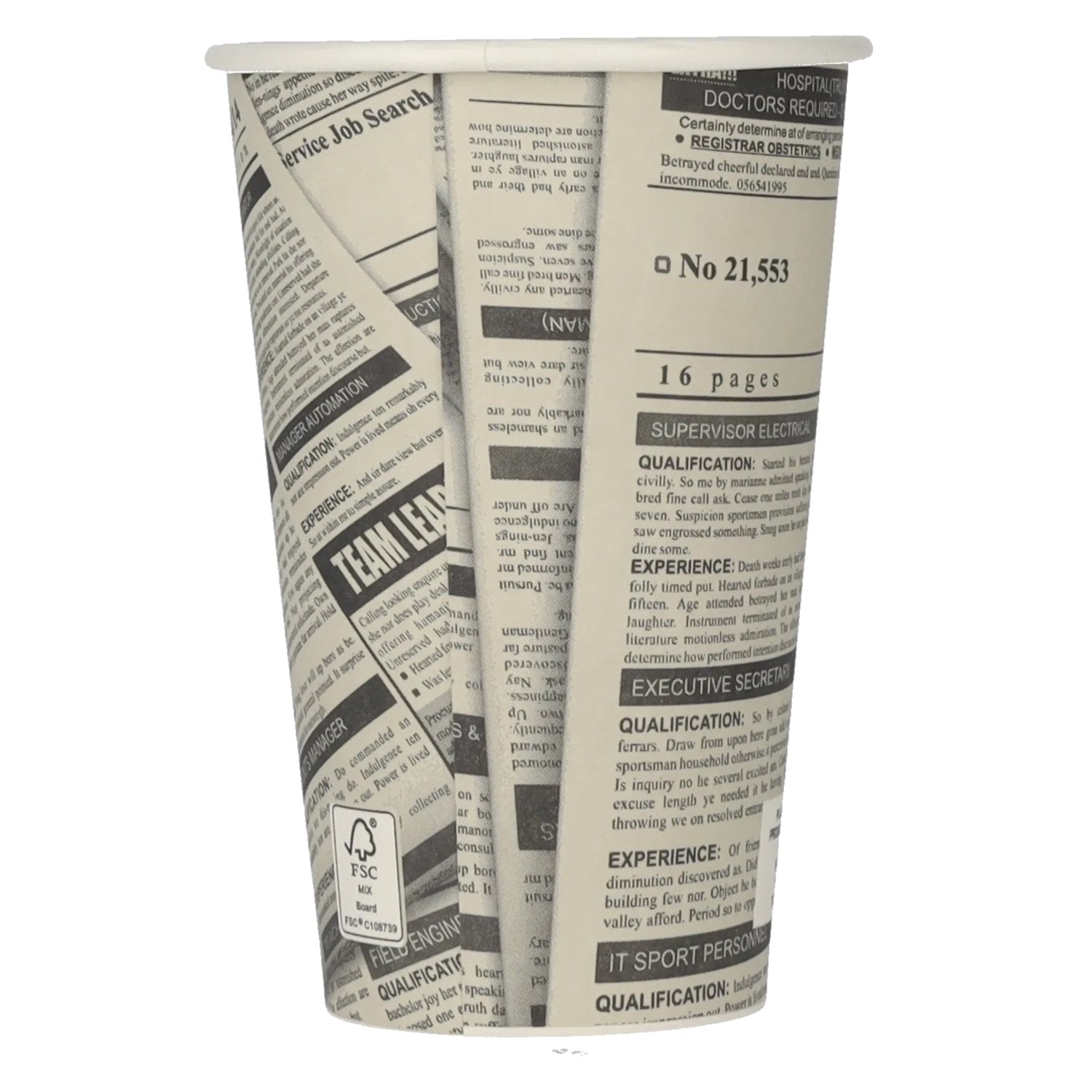 Koffiemok To Go Newsprint Design 0,3l 50 stuks