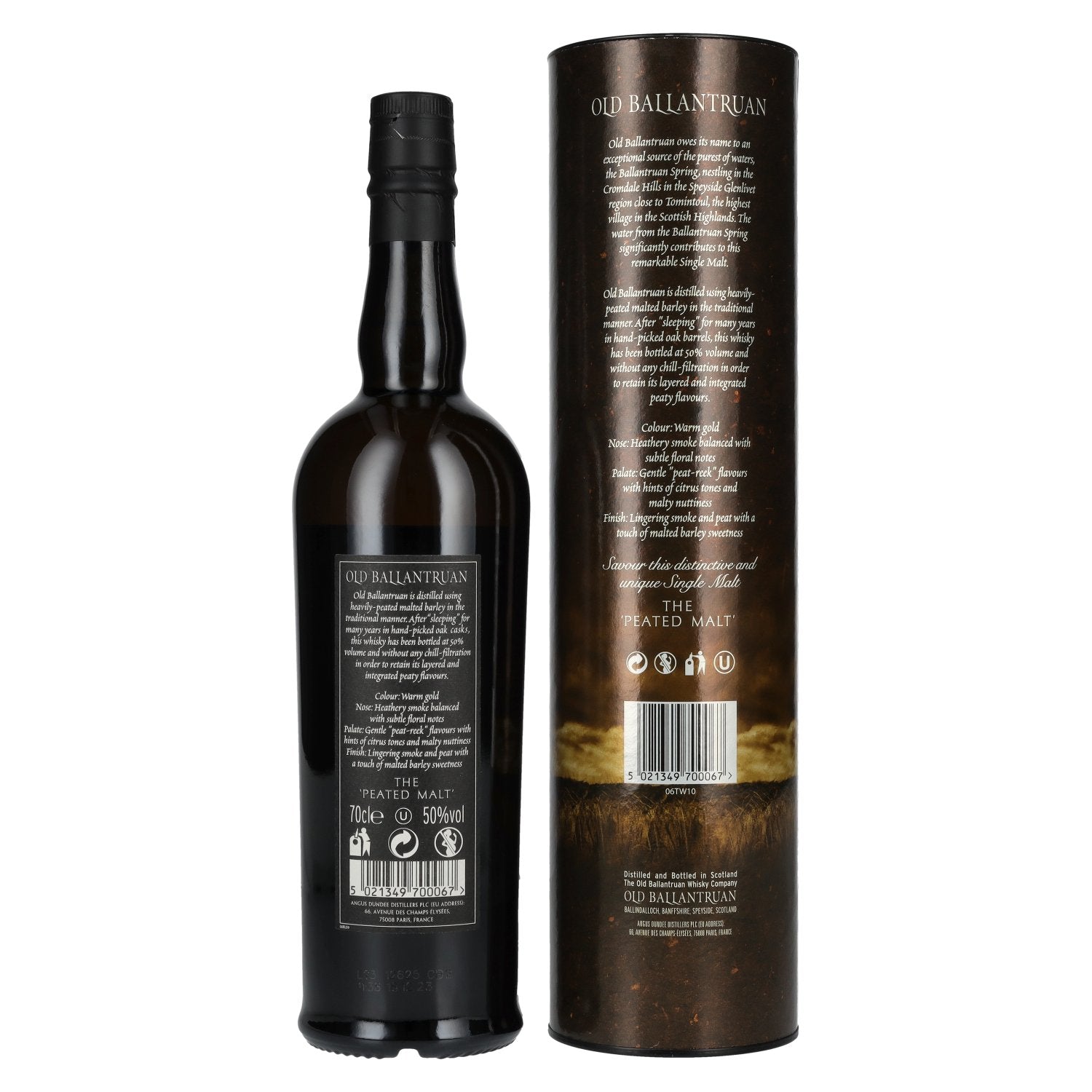 Old Ballantruan the PEATED MALT Unchillfiltered 50% Vol. 0,7l in gift box