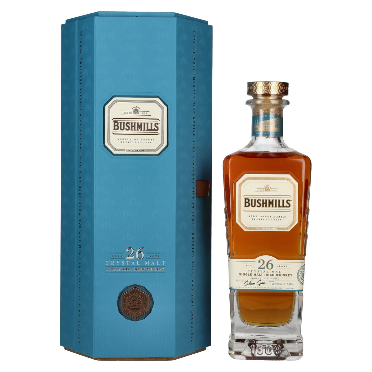 Bushmills 26 Years Old CRYSTAL MALT Single Malt Irish Whiskey 46% Vol. 0,7l in geschenkverpakking