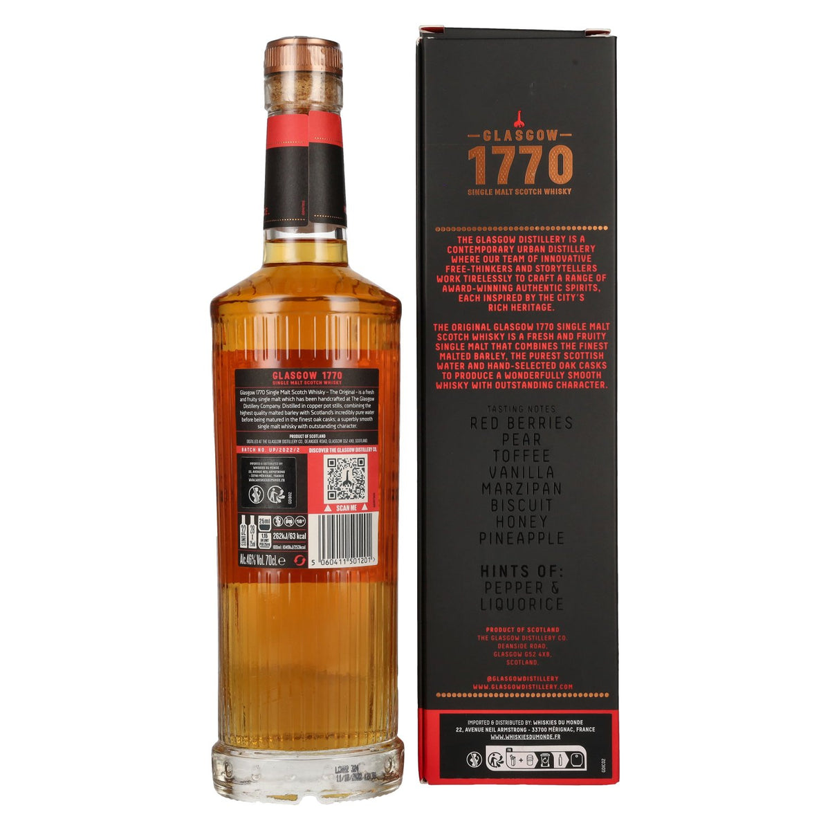 Glasgow 1770 THE ORIGINAL Single Malt Fresh &amp; Fruity 46% Vol. 0.7l in a gift box