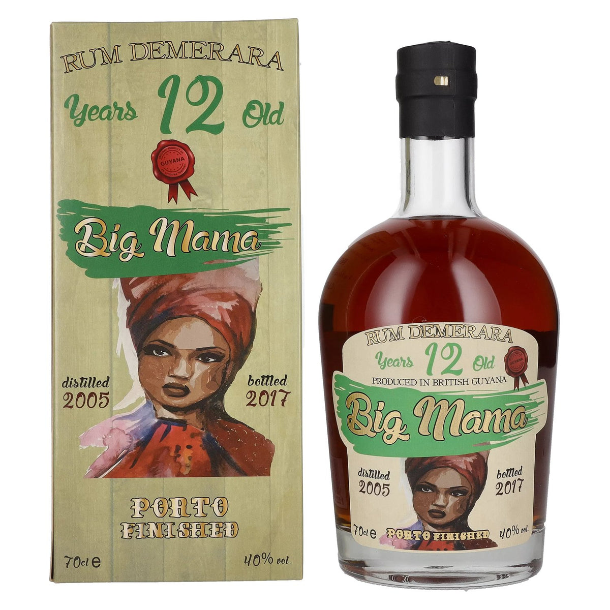 Big Mama 12 Jaar Oude Rum Demerara Porto Afgewerkt 40% Vol. 0,7l in geschenkverpakking