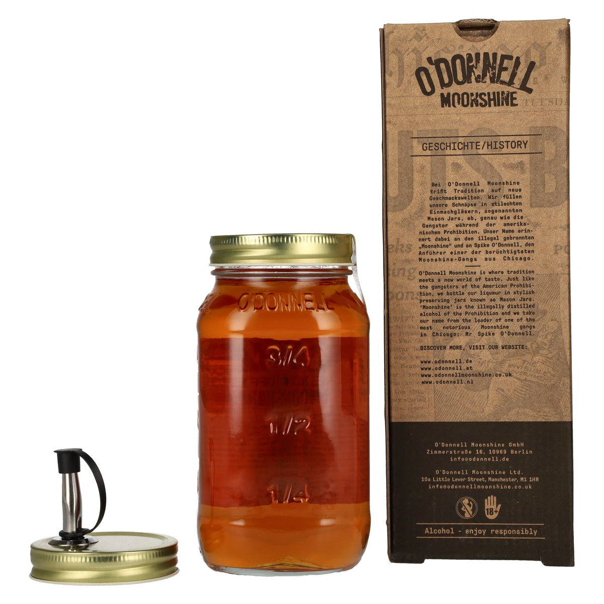 O'Donnell Moonshine STICKY TOFFEE Liqueur 25% vol. 0.7l in gift box with pourer