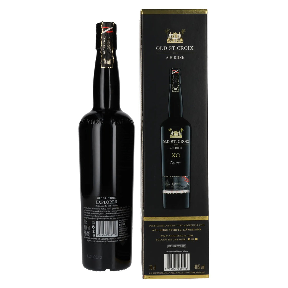 Old St. Croix A.H. Riise XO Explorer Reserve Austria Edition 40 % vol., 0,7 l, dans un coffret cadeau