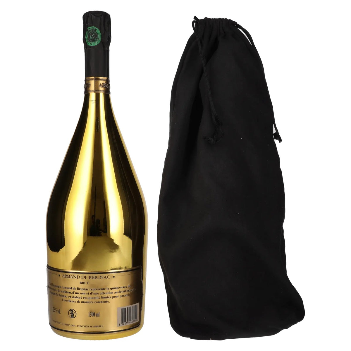 Armand de Brignac Champagne Brut Gold 12,5% Vol. 1,5l in Fluwelen Zakje