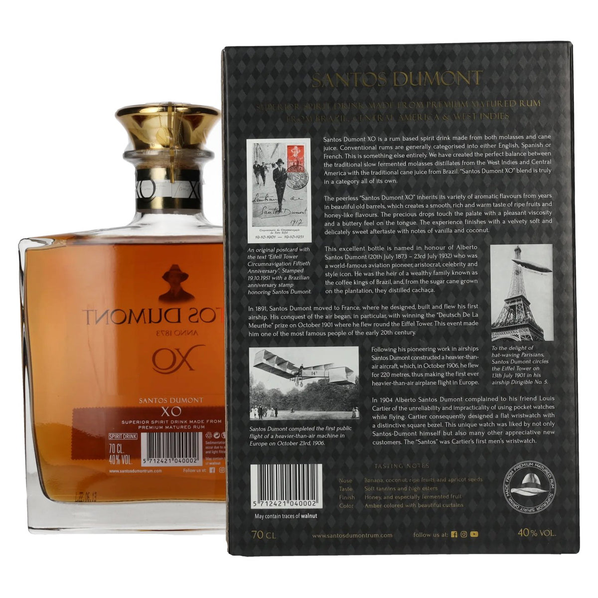 Santos Dumont XO Superior Spirit Drink 40% ABV, 0.7 litres, in a gift box