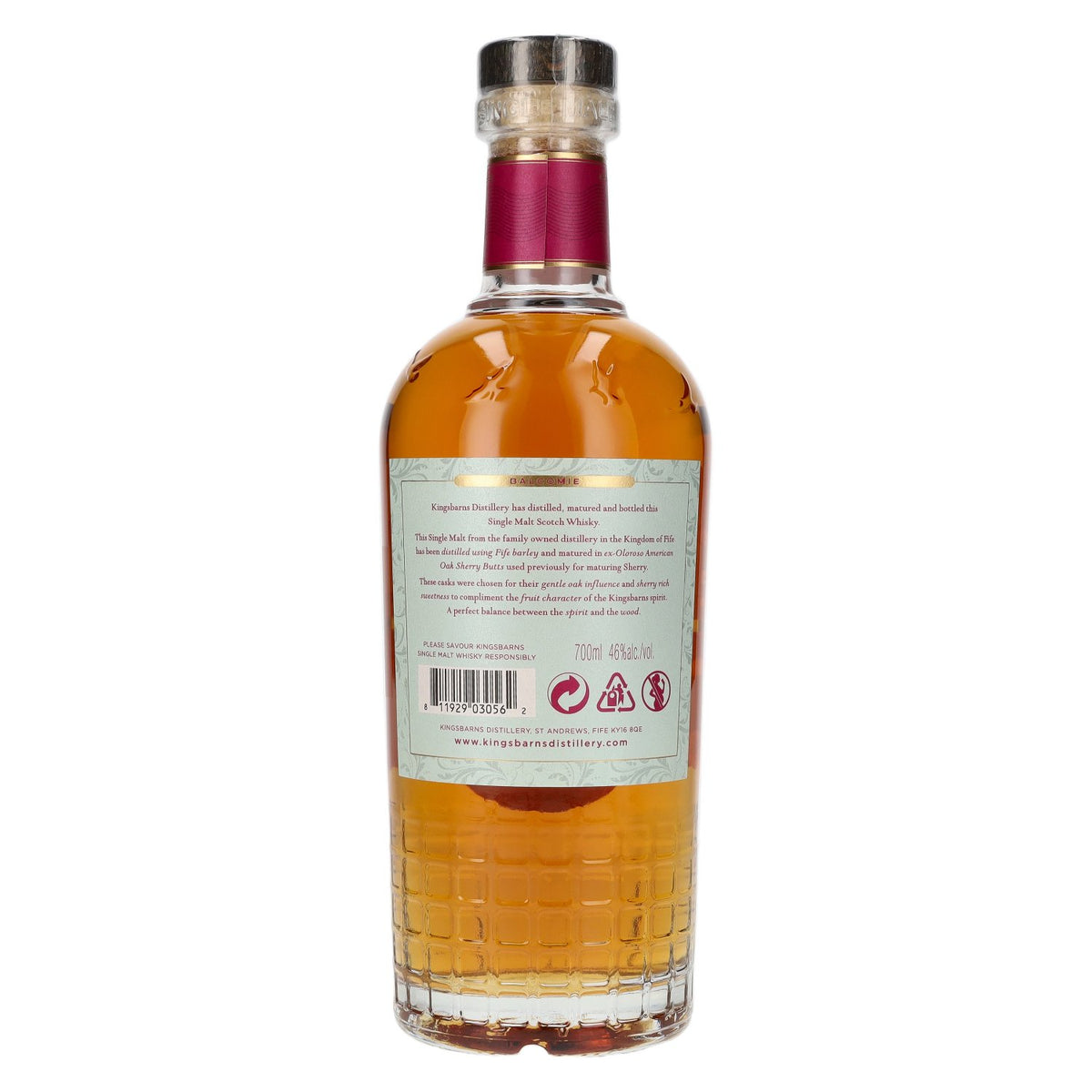 Kingsbarns BALCOMIE, whisky single malt écossais des Lowlands, 46 % vol., 0,7 l