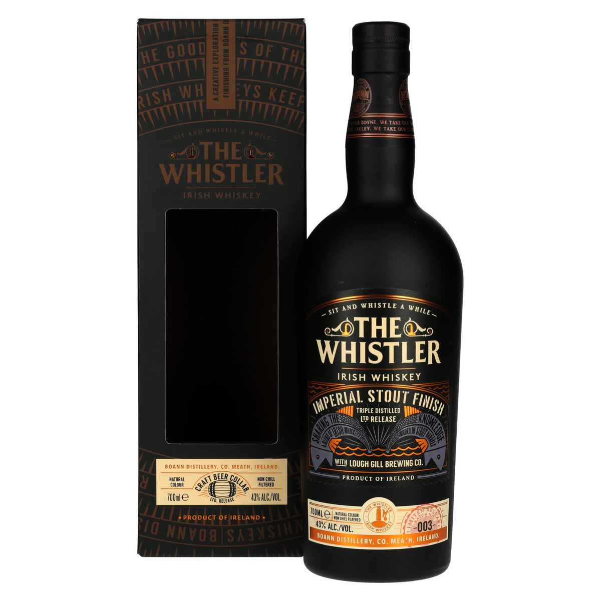 The Whistler Irish Whiskey IMPERIAL STOUT FINISH 43% ABV 0.7l in a gift box