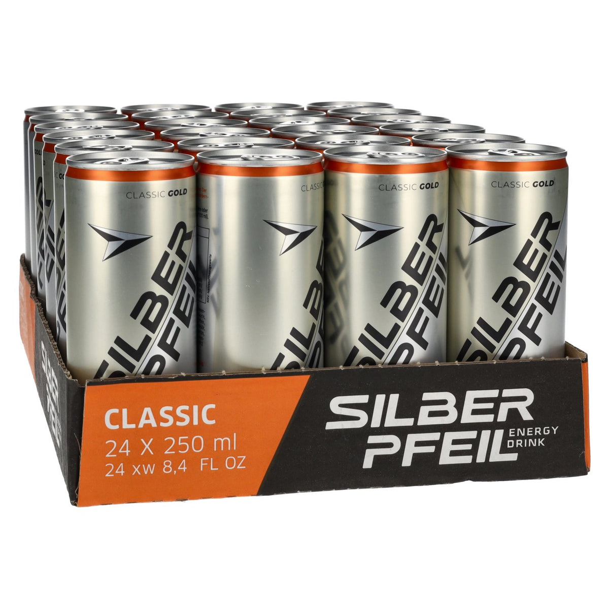 SILBERPFEIL Energy Drink CLASSIC GOLD, 24 canettes de 0,25 l, consigne