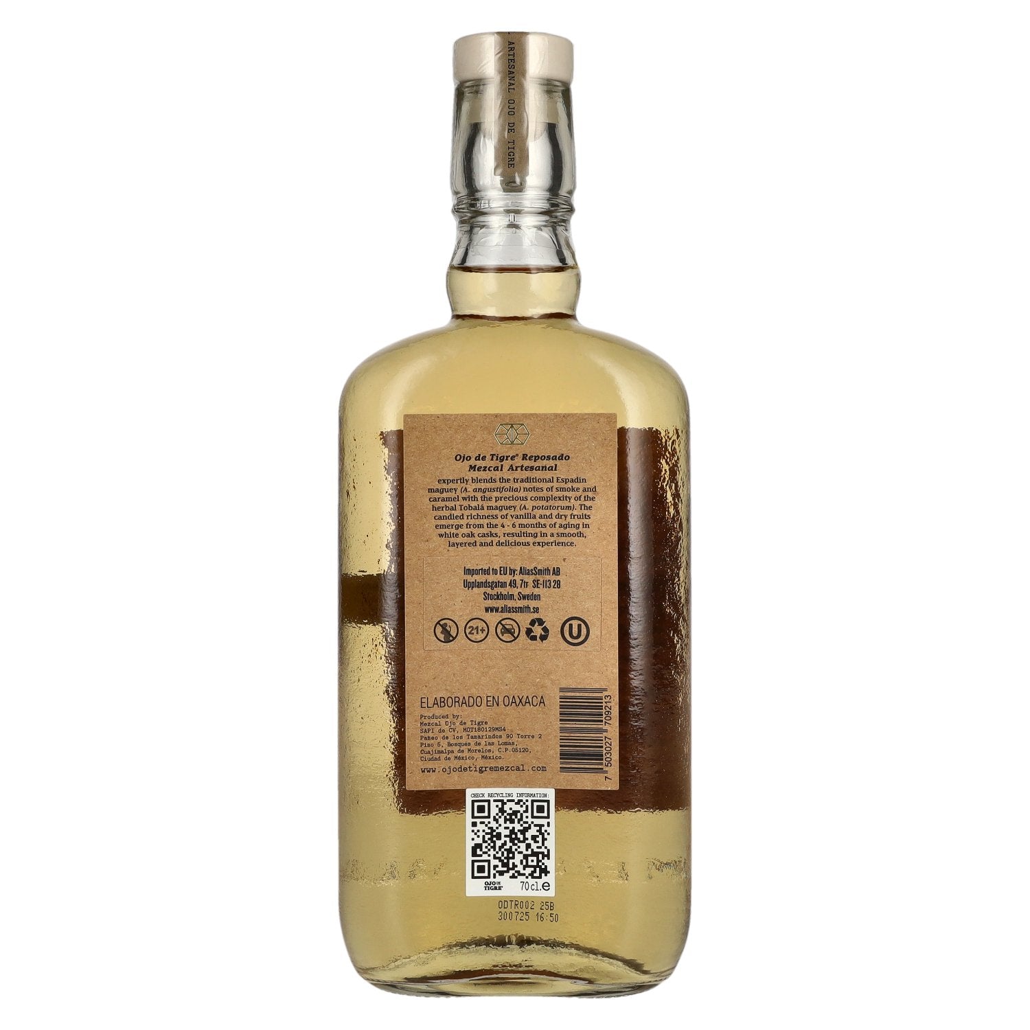 Ojo de Tigre Mezcal Artesanal Reposado 100% Agave 37% Vol. 0,7l