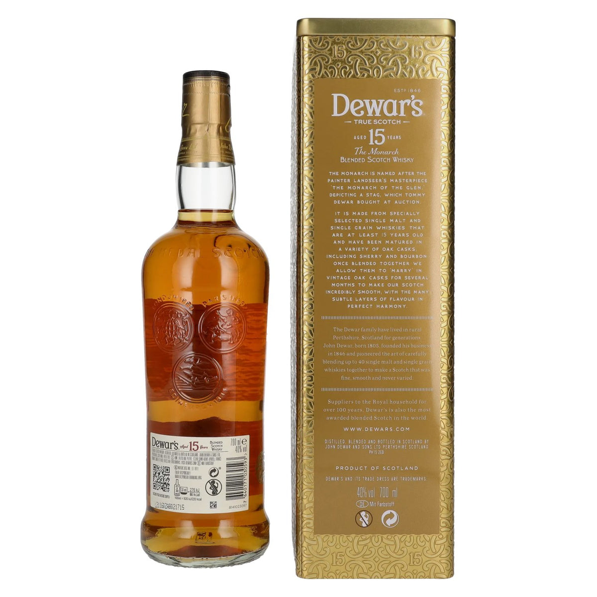 Dewar's 15 Years Old Blended Scotch Whisky 40% vol. 0,7 l in blikken doos