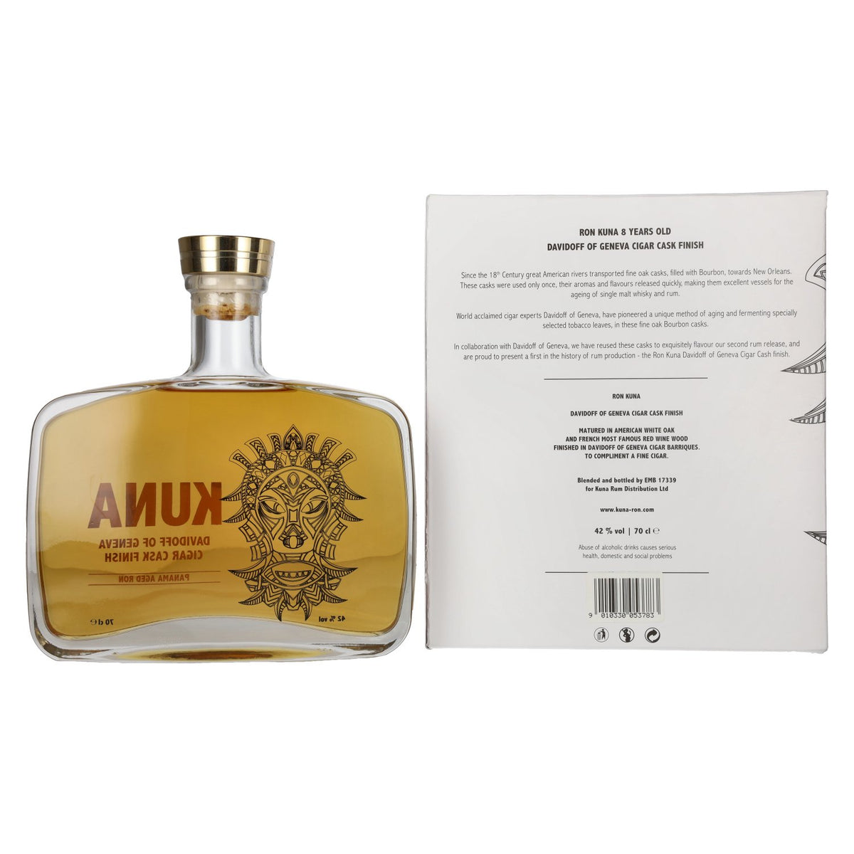 Kuna Panama Aged Ron Davidoff of Geneva Cigar Cask Finish 42 % vol., 0,7 l, dans un coffret cadeau