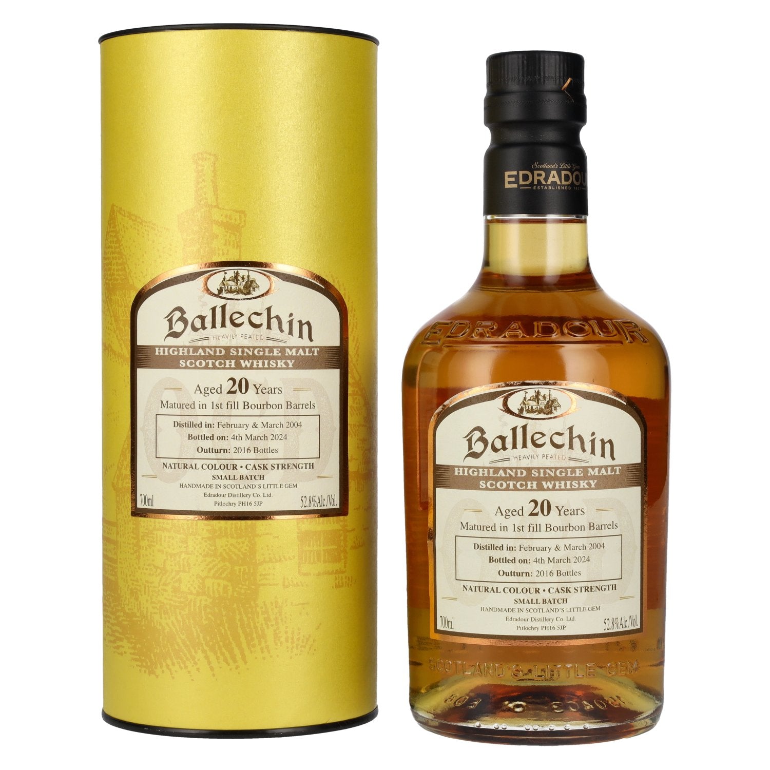 Edradour Ballechin 20 Years Old Bourbon Barrel Highland Single Malt Cask Strength 52.8% vol. 0.7l in a gift box