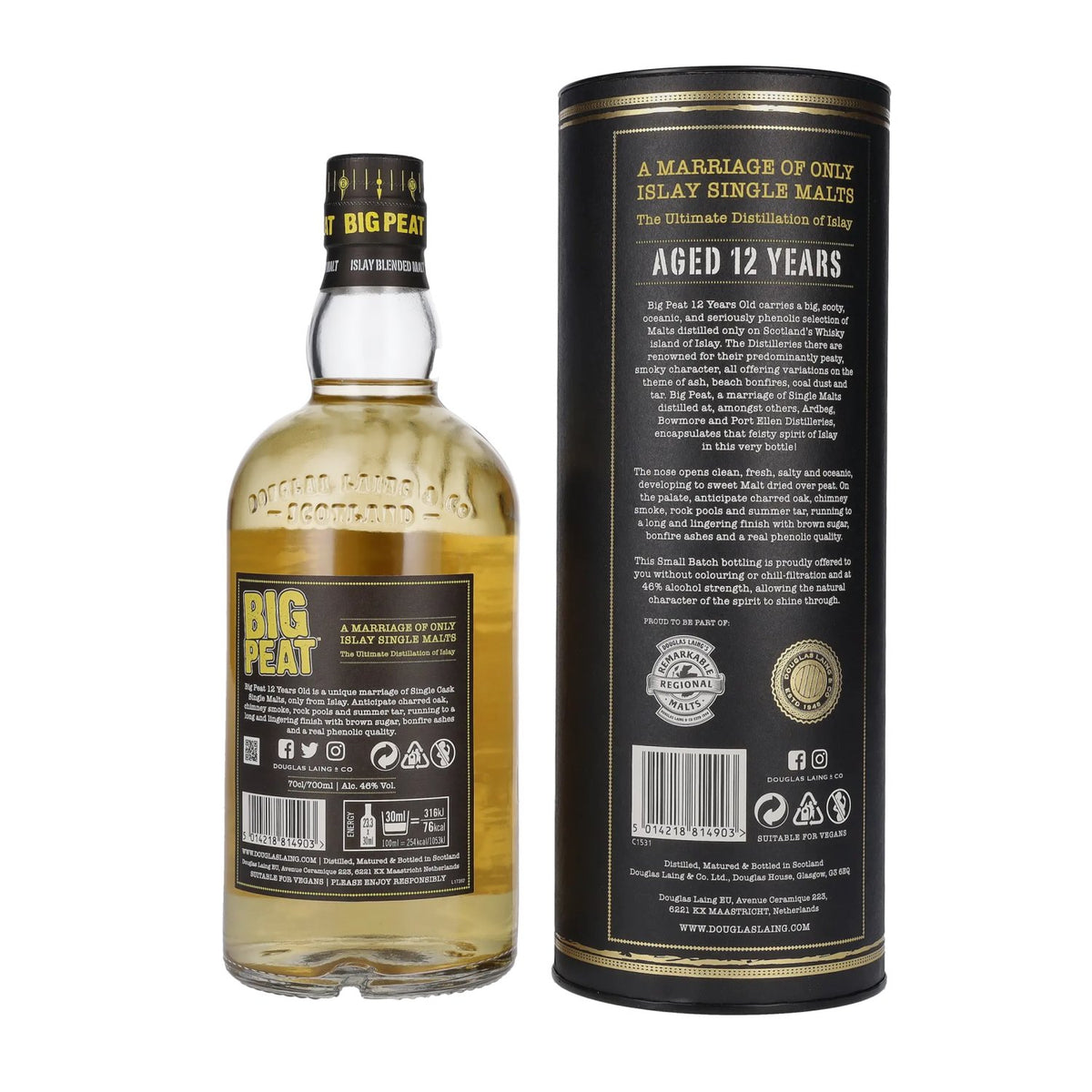 Douglas Laing BIG PEAT 12 Years Old Islay Blended Malt 46% Vol. 0,7l in Geschenkbox
