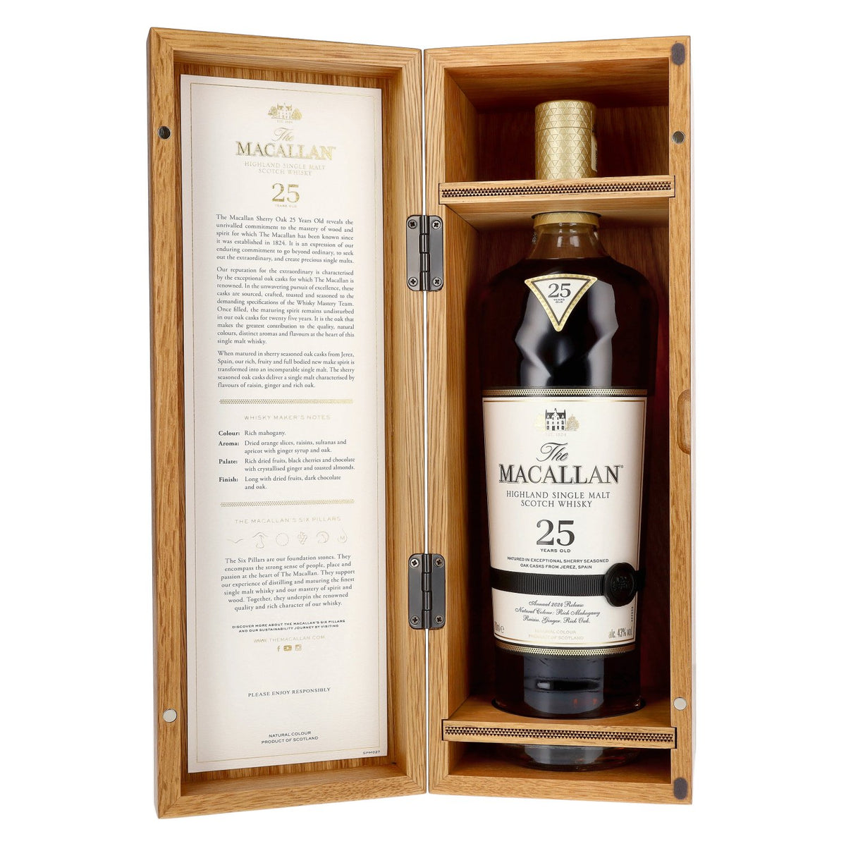 The Macallan 25 ans d'âge SHERRY OAK 2024 43 % vol. 0,7 l dans un coffret en bois