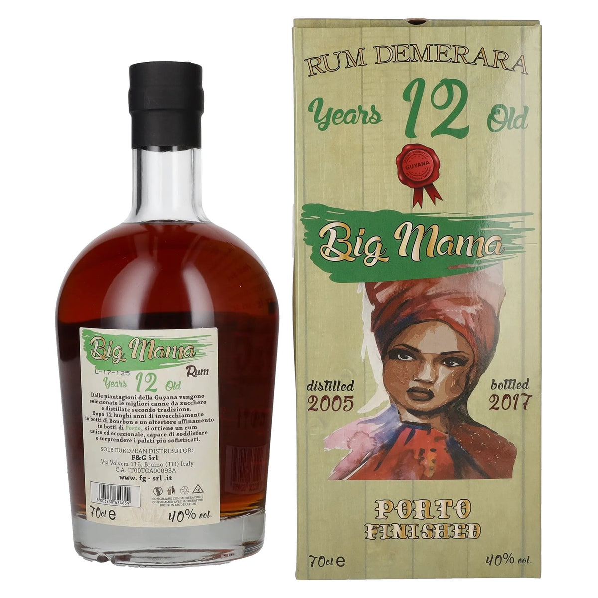 Big Mama 12 Years Old Rum Demerara Porto Finished 40% Vol. 0,7l en boîte cadeau