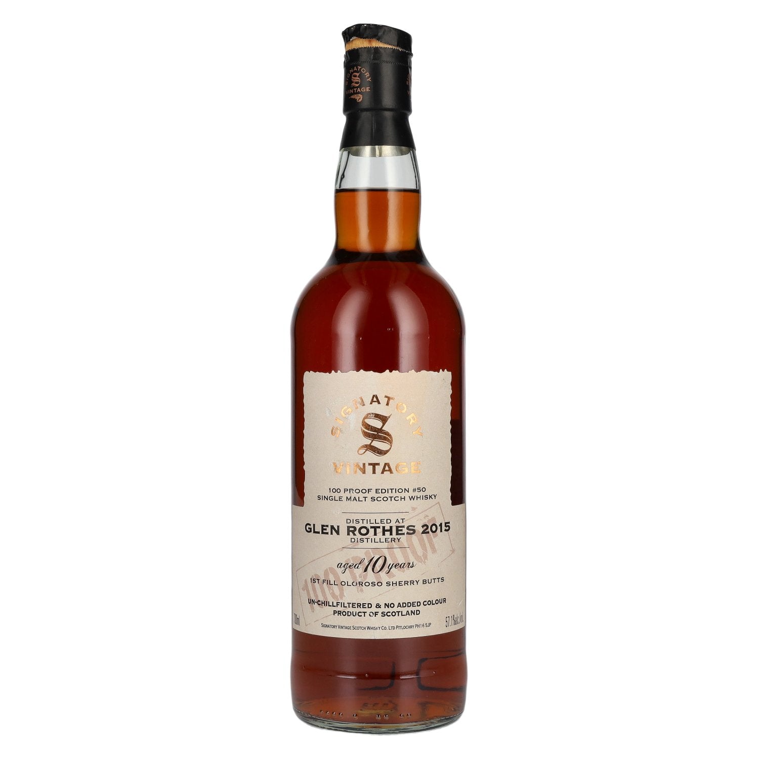 Signatory Vintage 100 Proof Edition GLEN ROTHES 10-Year-Old Single Malt #50 2015 57.1% vol. 0.7l