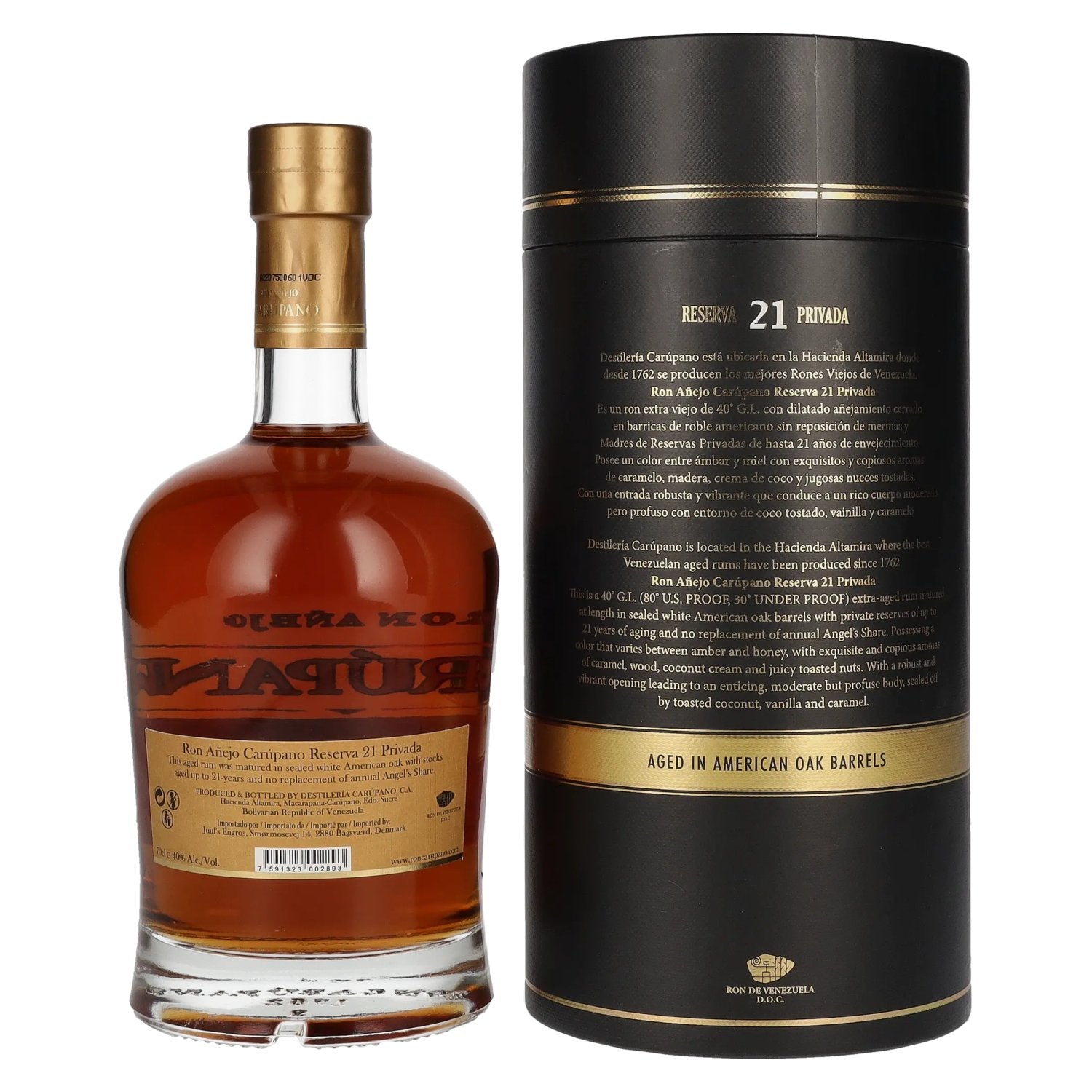 Ron Añejo Carúpano Reserva 21 Privada 40% Vol. 0,7l in geschenkverpakking