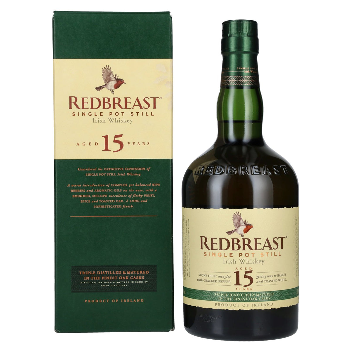 Whisky irlandais Redbreast 15 ans d'âge, Single Pot Still, 46 % vol., 0,7 l, dans un coffret cadeau