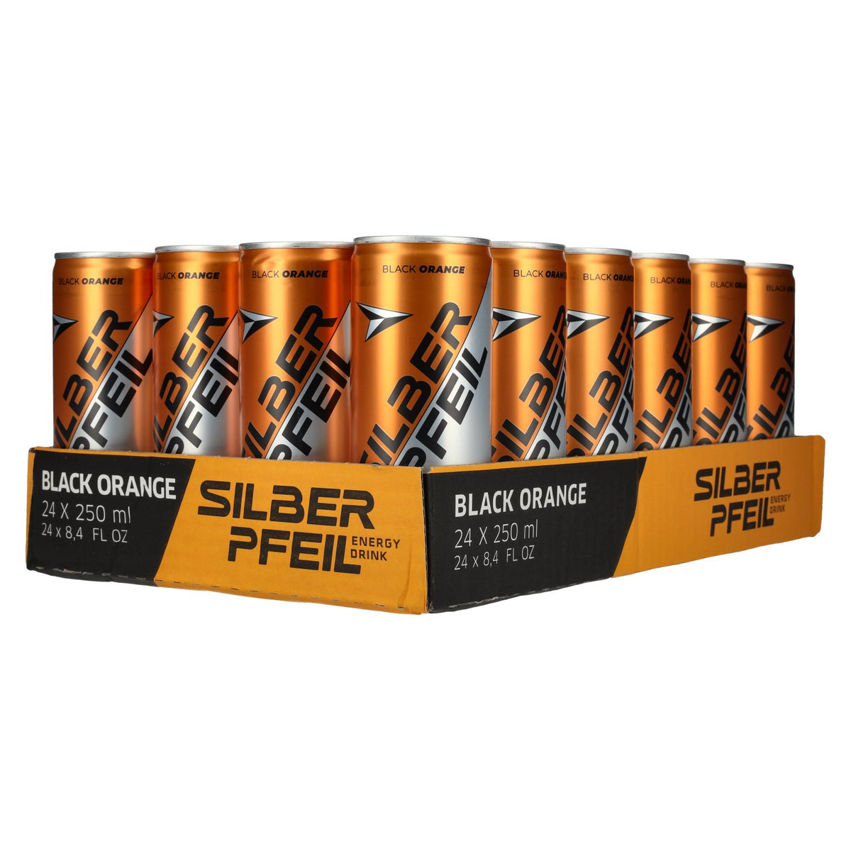 SILBERPFEIL Energy Drink BLACK ORANGE, 24 canettes de 0,25 l, consigne