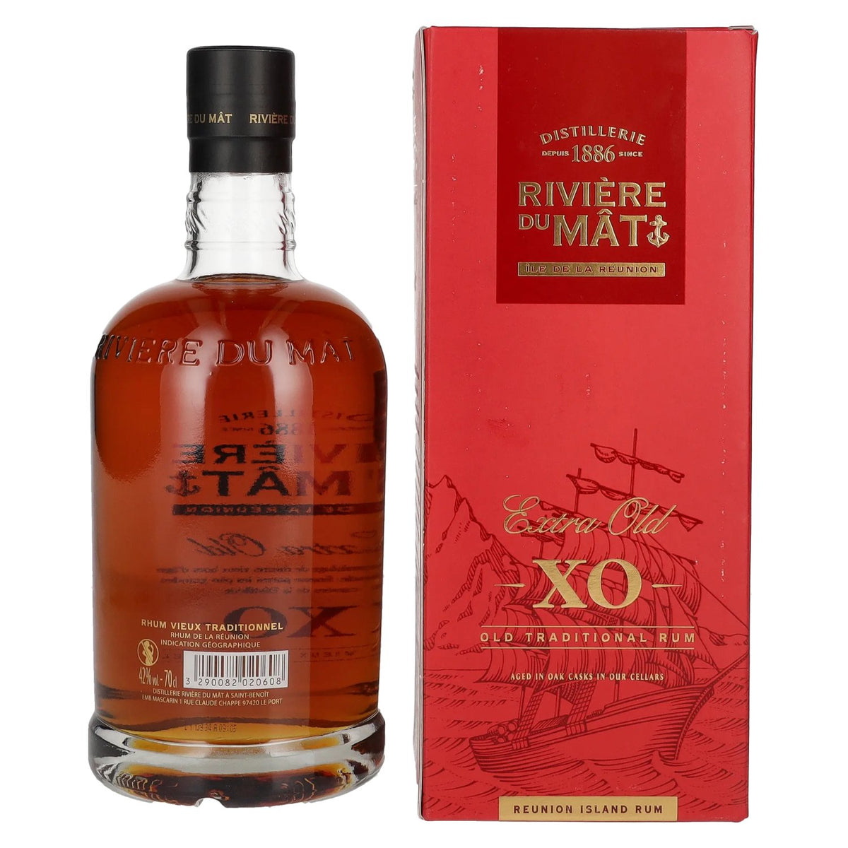 Rivière Du Mat Rhum Vieux Traditionnel XO 42 % vol., 0,7 l, dans un coffret cadeau