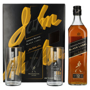 Johnnie Walker BLACK LABEL 12 Years Old Blended Scotch Whisky 40% Vol. 0,7l in Geschenkbox mit 2 Highballgläsern