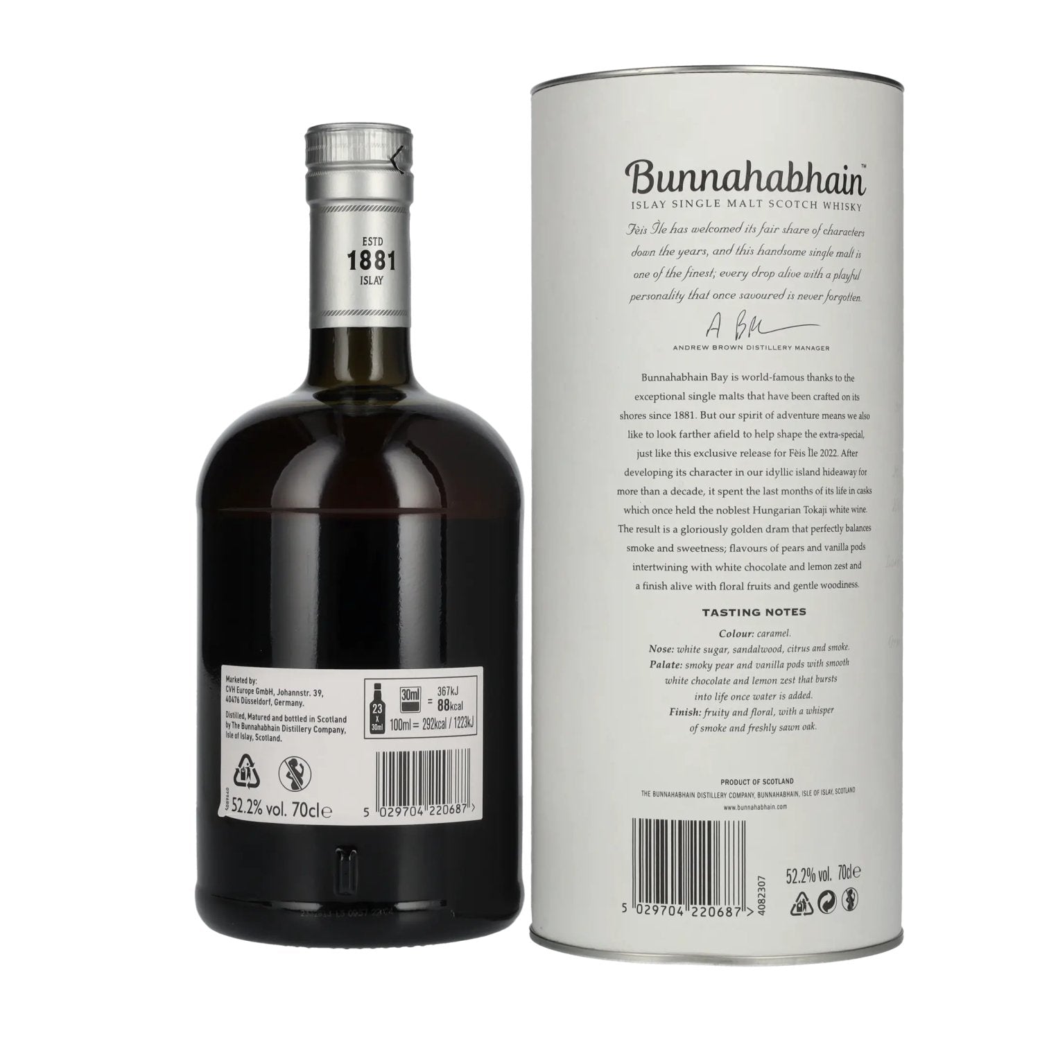 Bunnahabhain MÒINE TOKAJI CASK FINISH Limited Release Fèis Ìle 2022 52,2% vol. 0,7l en coffret cadeau
