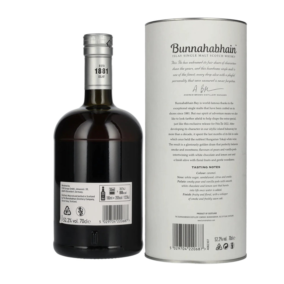 Bunnahabhain MÒINE Tokaji CASK FINISH Limited Release FèisÌle 2022 52,2% Vol. 0,7l in geschenkverpakking