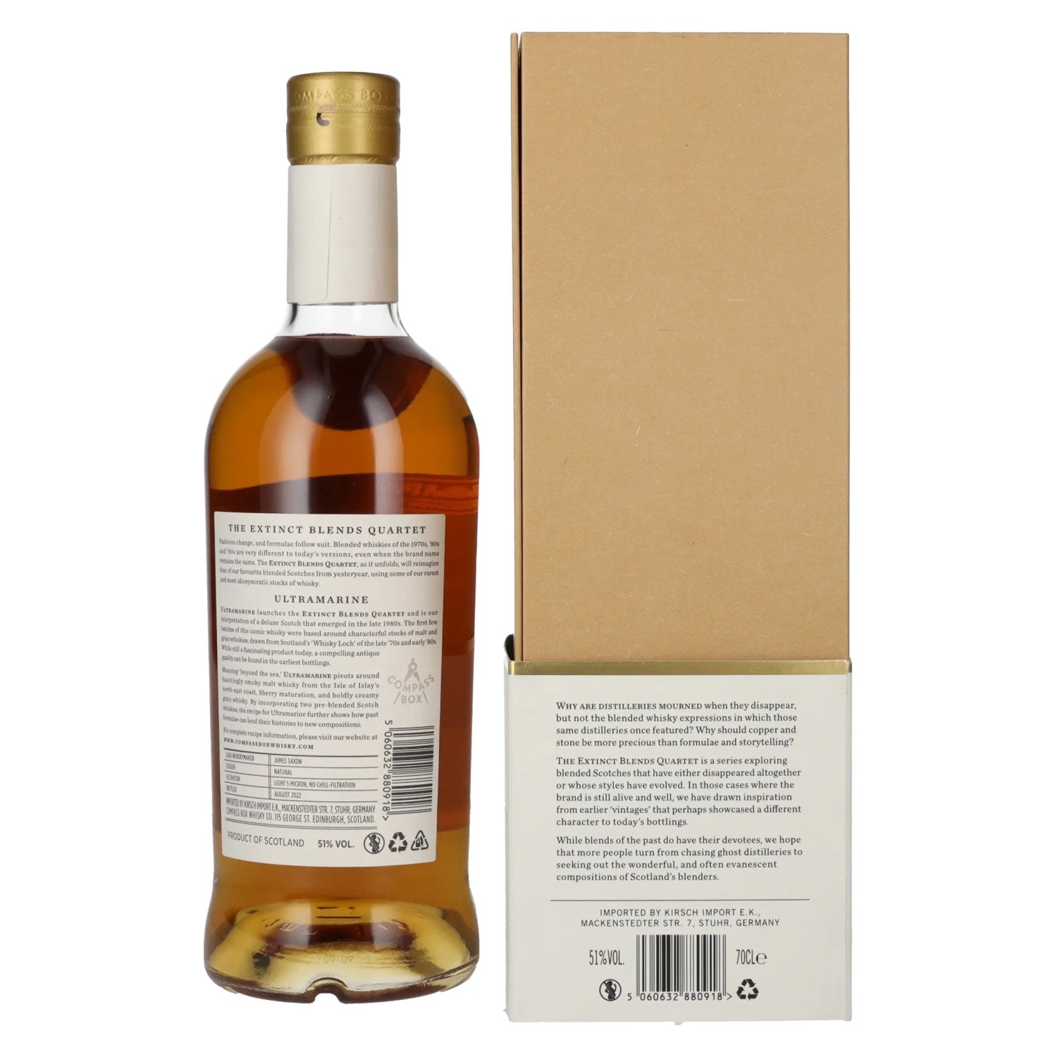 Compass Box ULTRAMARINE Extinct Blends Quartet Blended Scotch Whisky 51% Vol. 0,7l in geschenkverpakking