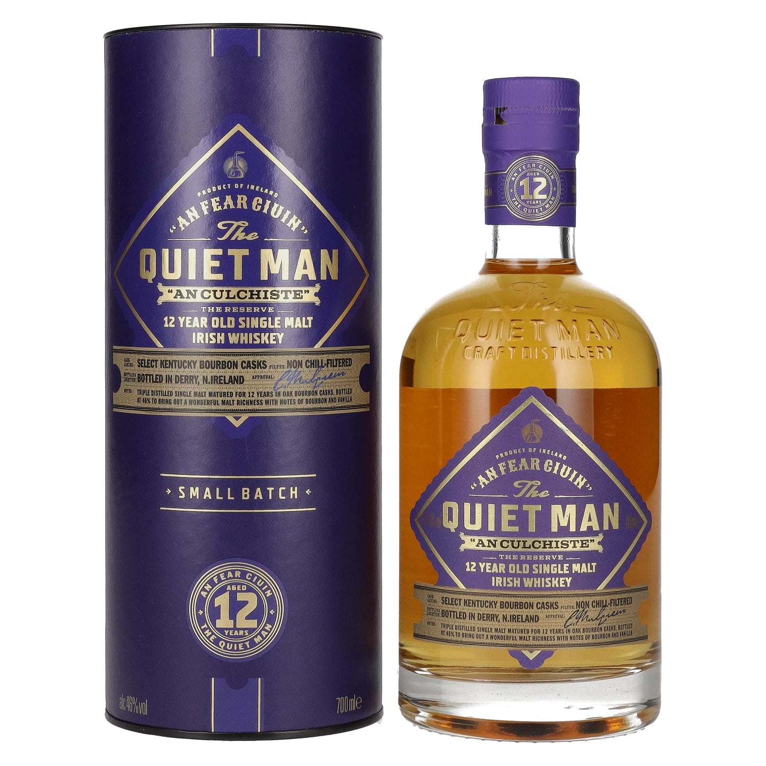 The Quiet Man AN CULCHISTE 12 Year Old Single Malt Irish Whiskey 46% Vol. 0,7l in gift box