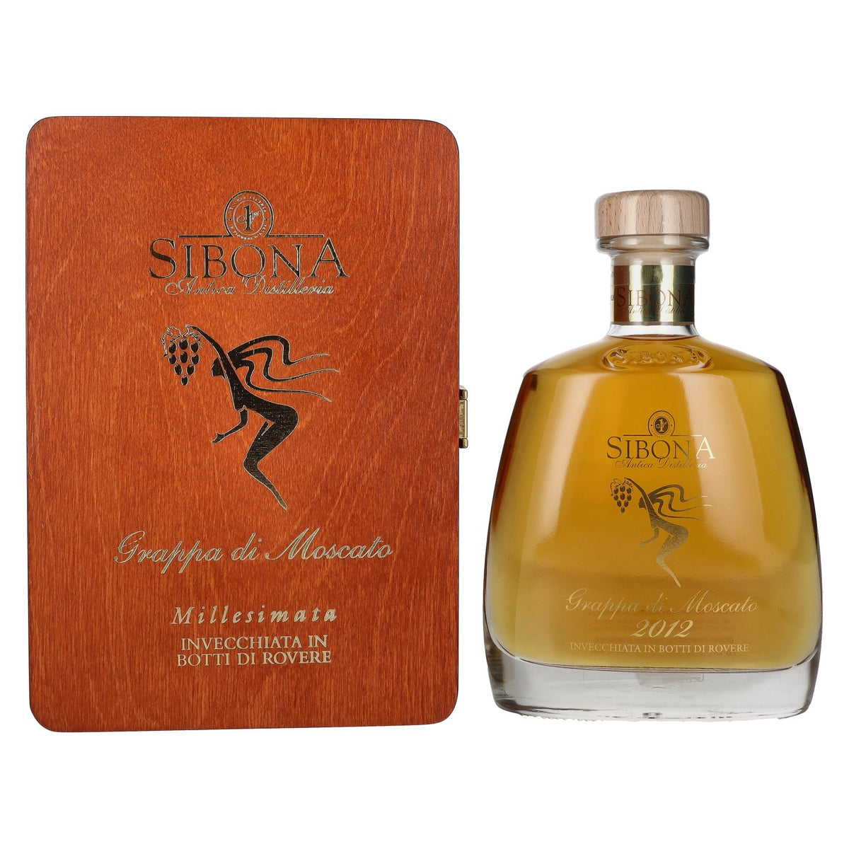 Sibona RISERVA SPECIALE Grappa di Moscato MILLESIMATA 2012 44% vol. 0,7 l in houten kist