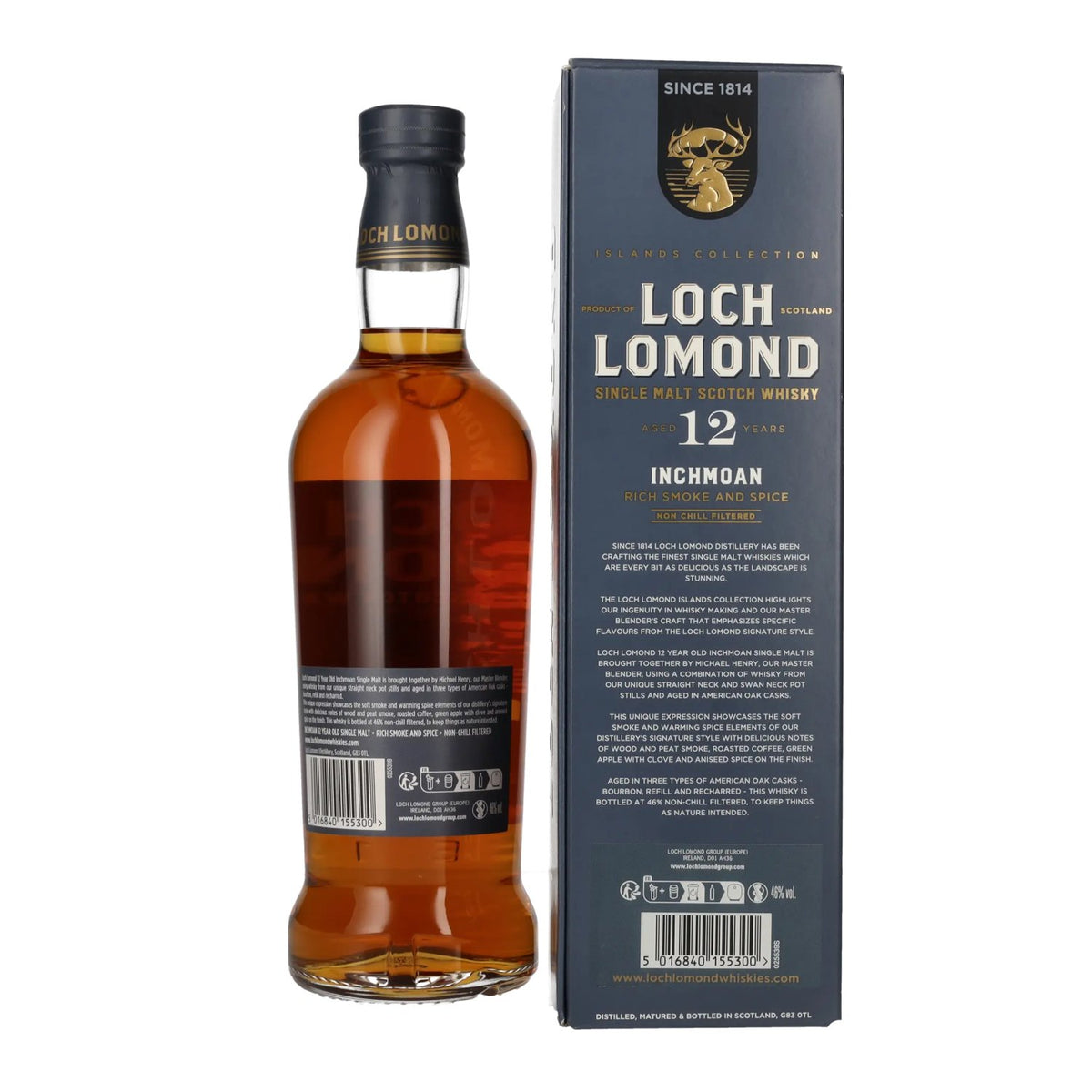 Loch Lomond Inchmoan 12-Year-Old Single Malt Smoke &amp; Spice 46% ABV 0.7l in a gift box