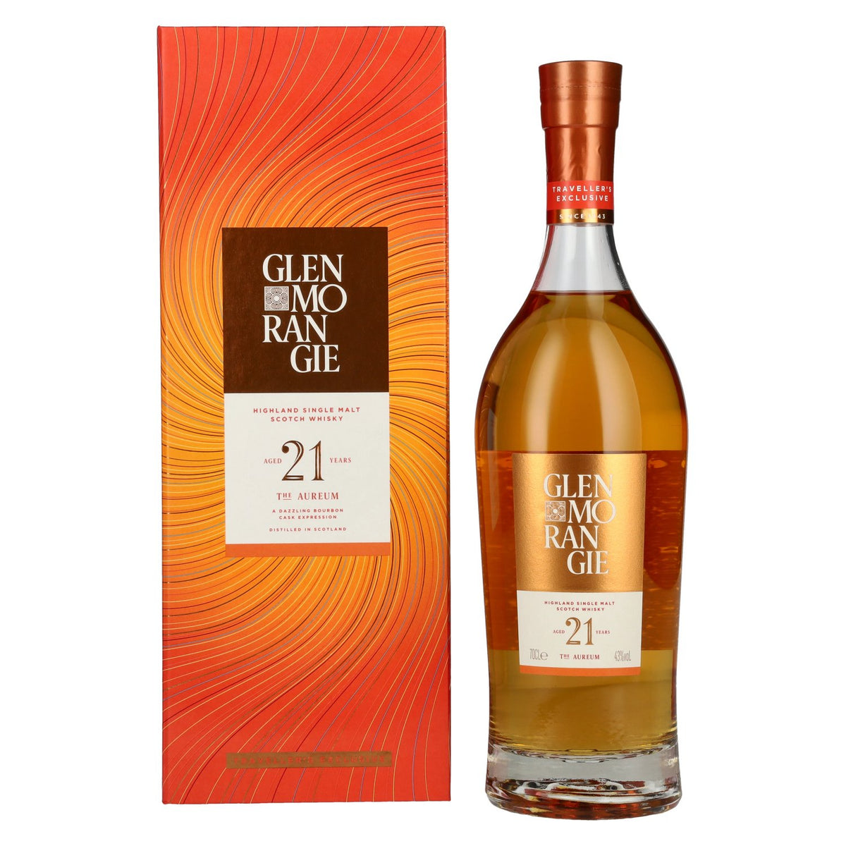 Glenmorangie Aureum 21 Jaar Oude Highland Single Malt Exclusief voor reizigers 43% Vol. 0,7l in geschenkverpakking