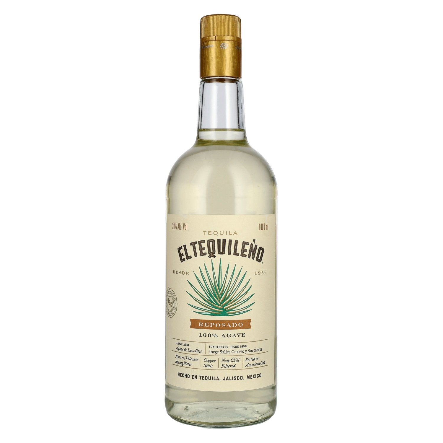 El Tequileño Reposado 100% Agave 38% Vol. 1l