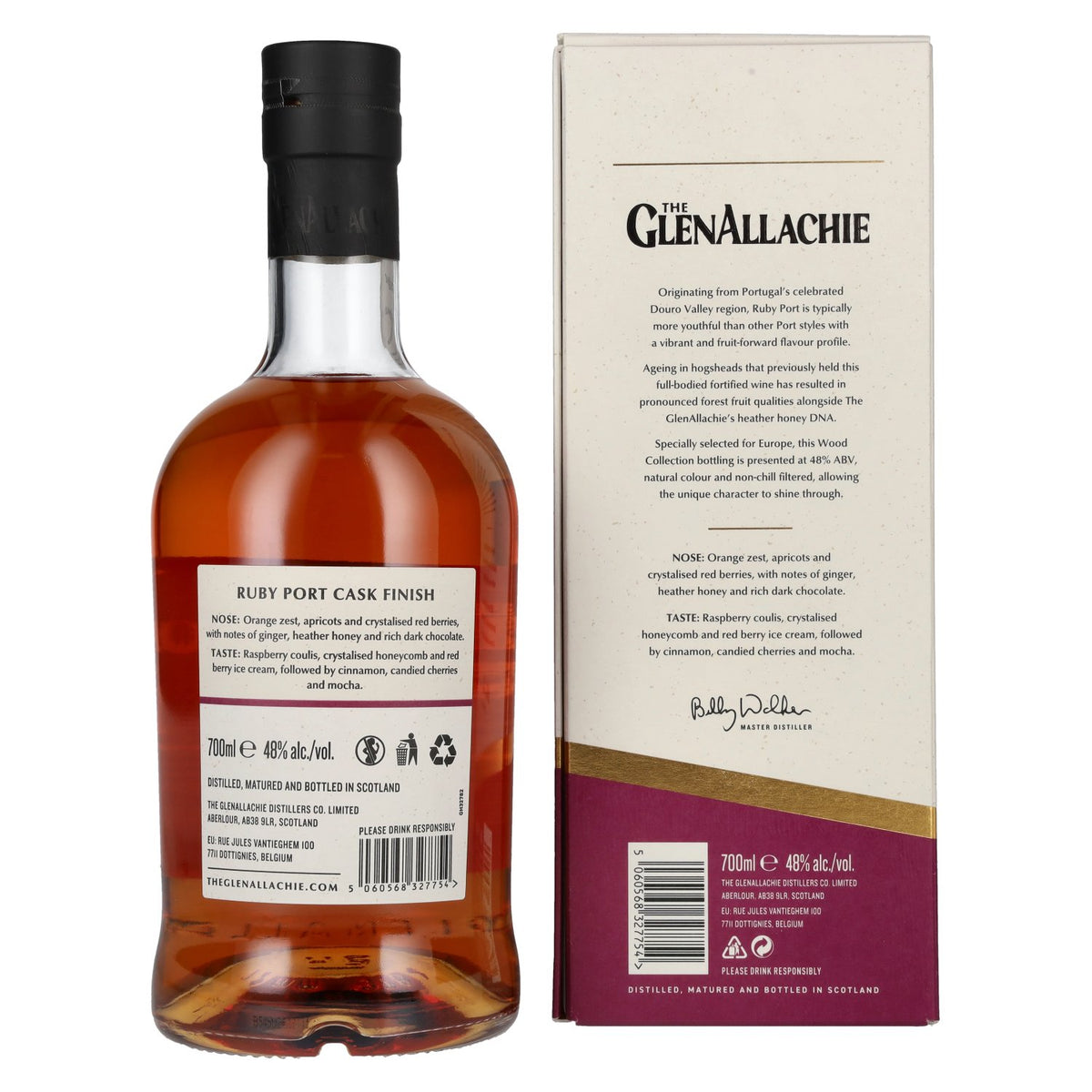 The GlenAllachie 10 ans d'âge RUBY PORT WOOD FINISH 48 % vol. 0,7 l dans un coffret cadeau
