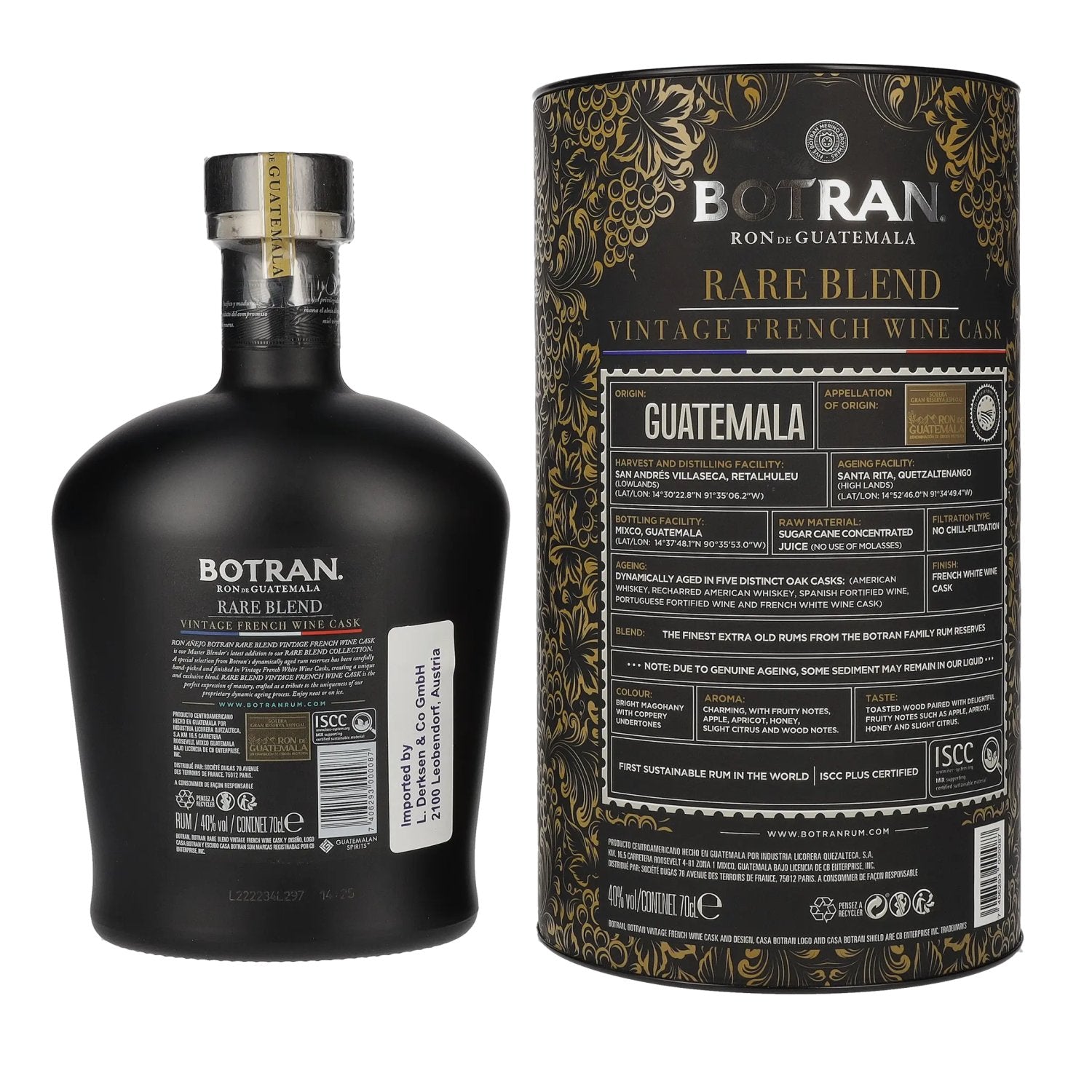 Botran Ron RARE BLEND Vintage French Wine Cask 40% Vol. 0,7l en boîte cadeau