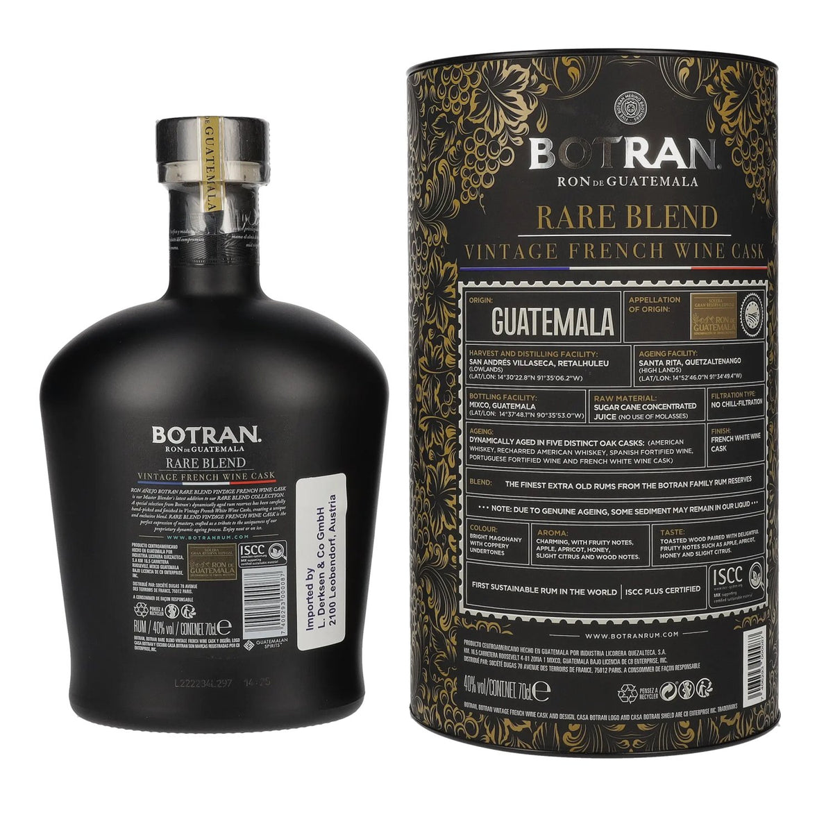 Ron Botran RARE BLEND Vintage Frans Wijnvat 40% Vol. 0,7l in geschenkverpakking