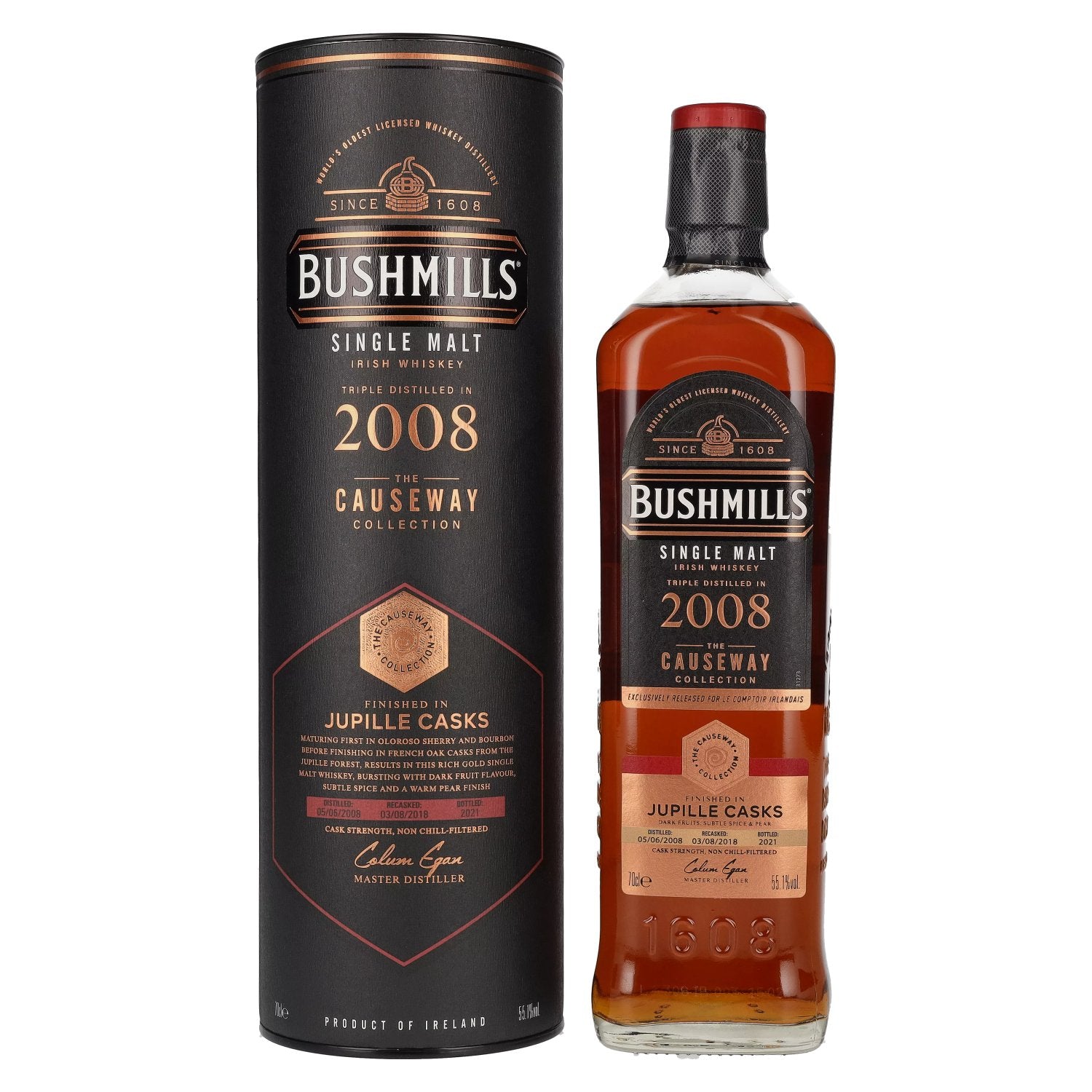 Bushmills THE CAUSEWAY COLLECTION Single Malt Irish Whisky Jupille Casks 2008 55,1% Vol. 0,7l in geschenkverpakking