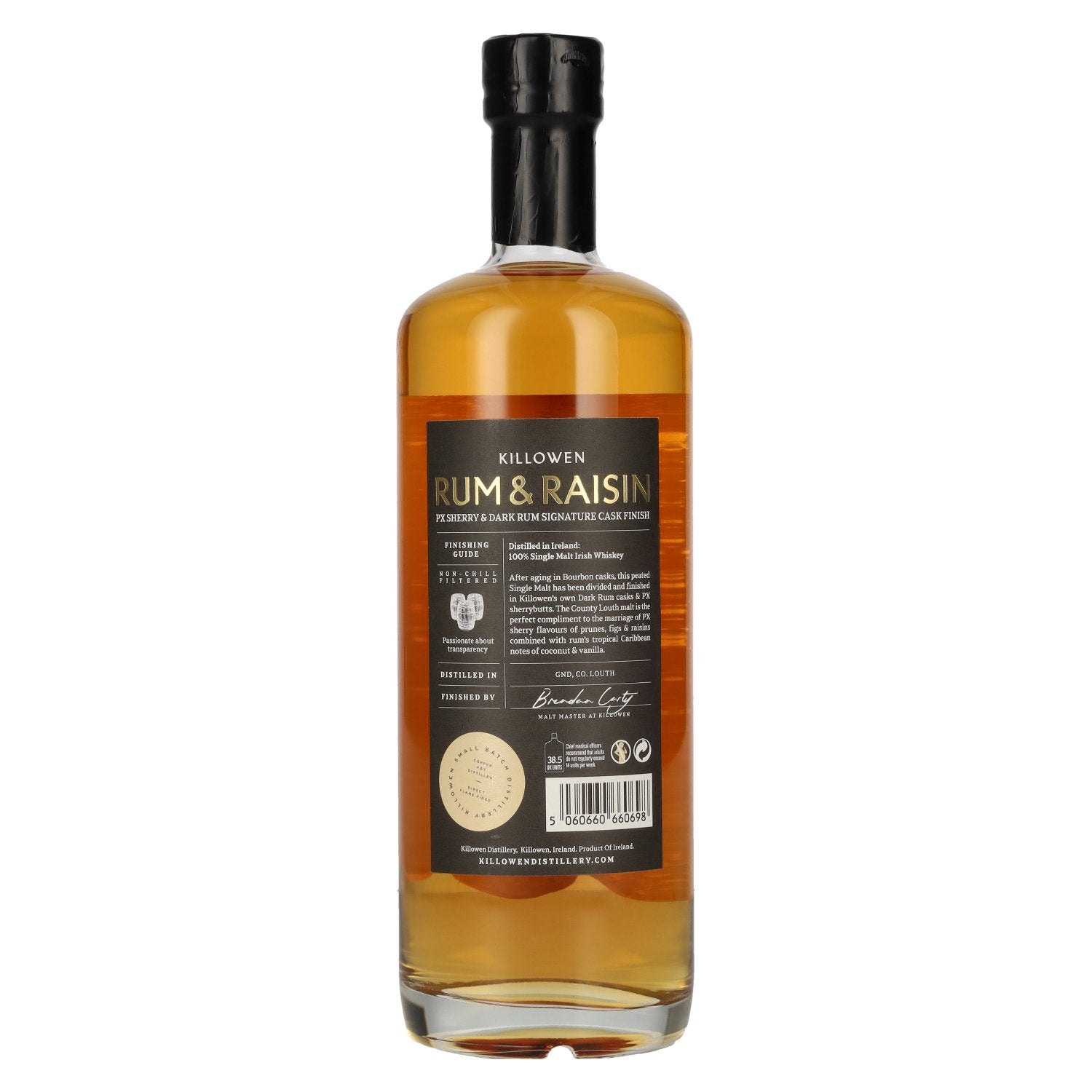 Killowen Rum &amp; Raisin PX Sherry &amp; Dark Rum Signature Cask Finish Irish Whiskey 55% Vol. 0,7l