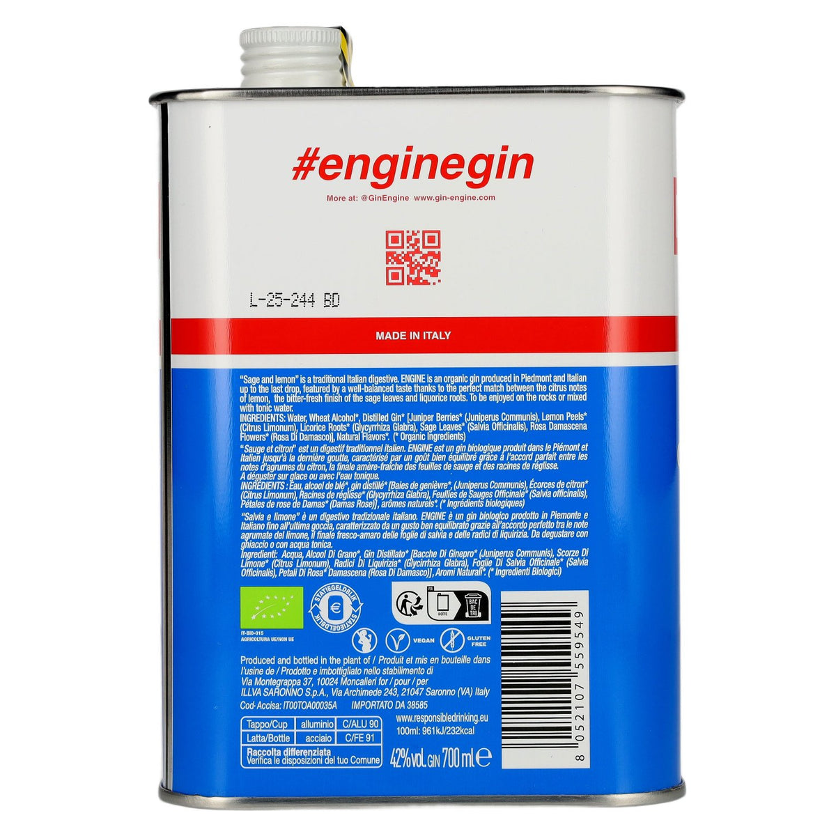 ENGINE Organic Italian Gin 42% vol. 0,7 l
