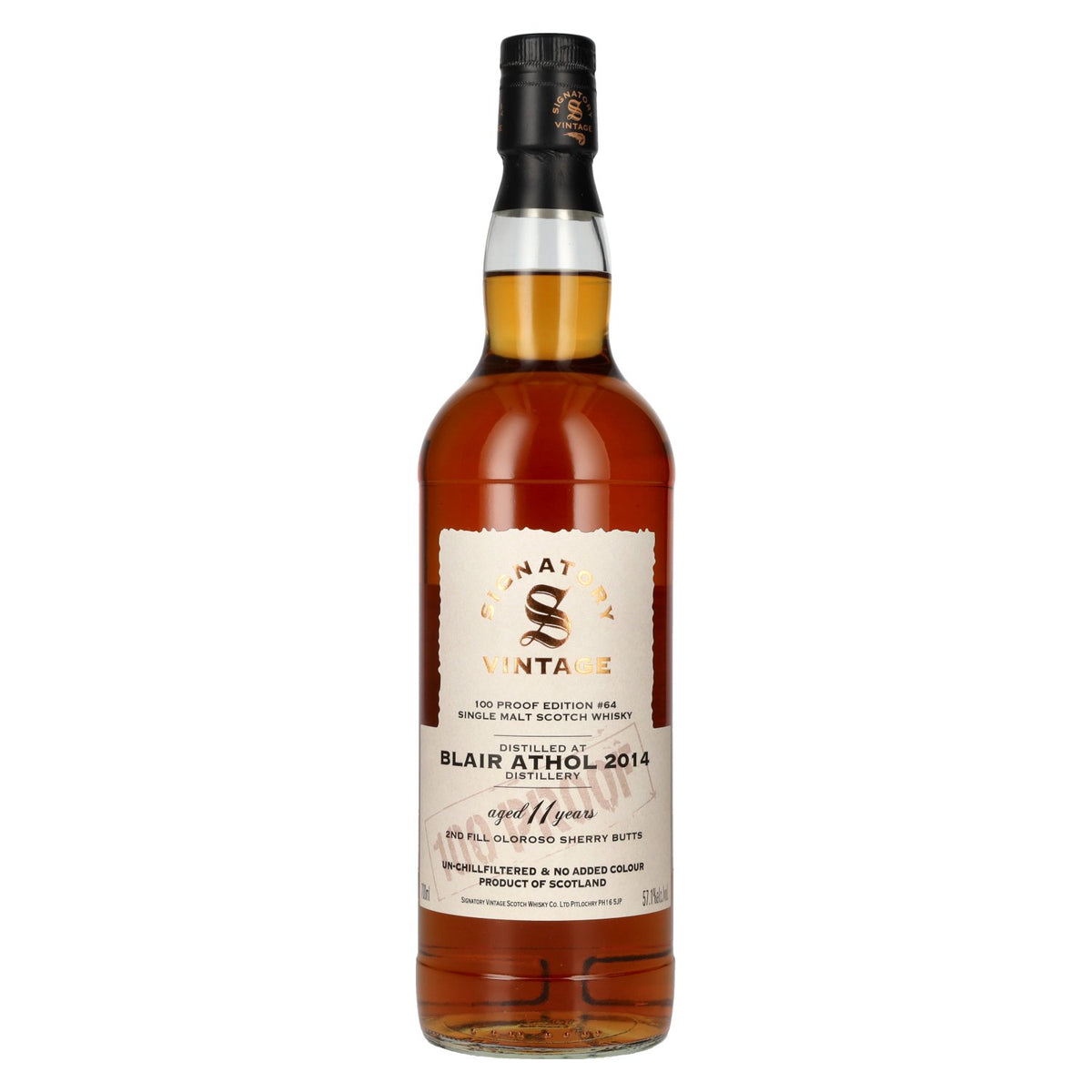 Signatory Vintage 100 Proof Edition BLAIR ATHOL 11 Years Old Single Malt #64 2014 57,1% Vol. 0,7l