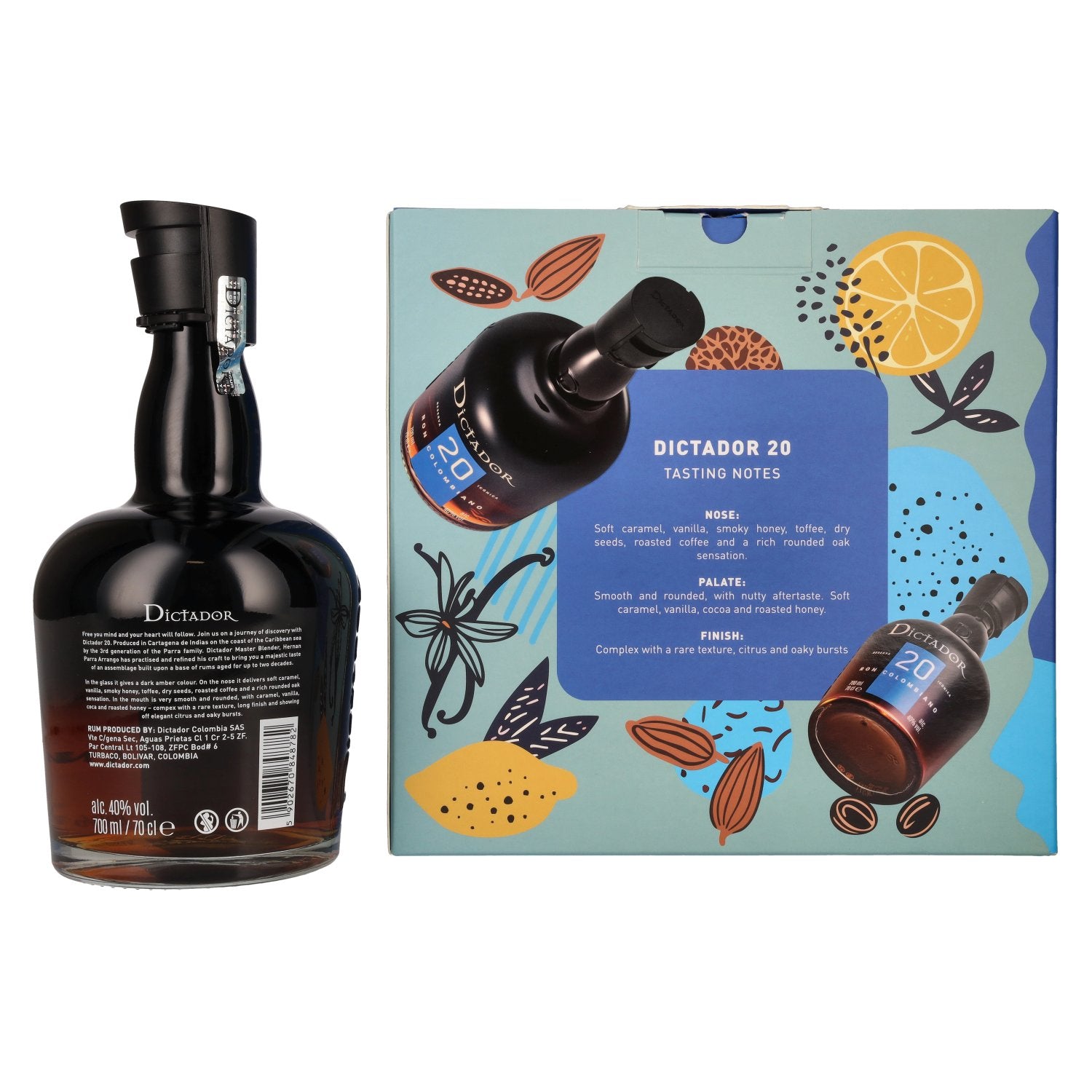 Dictador 20 Years Old ICON RESERVE Colombian Rum 40% Vol. 0,7l in Geschenkbox mit 2 Gläsern