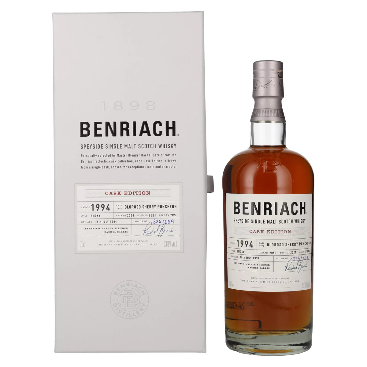 Benriach 27 Years Old Smoky CASK EDITION Oloroso Sherry Vintage 1994 53% Vol. 0,7l in gift box
