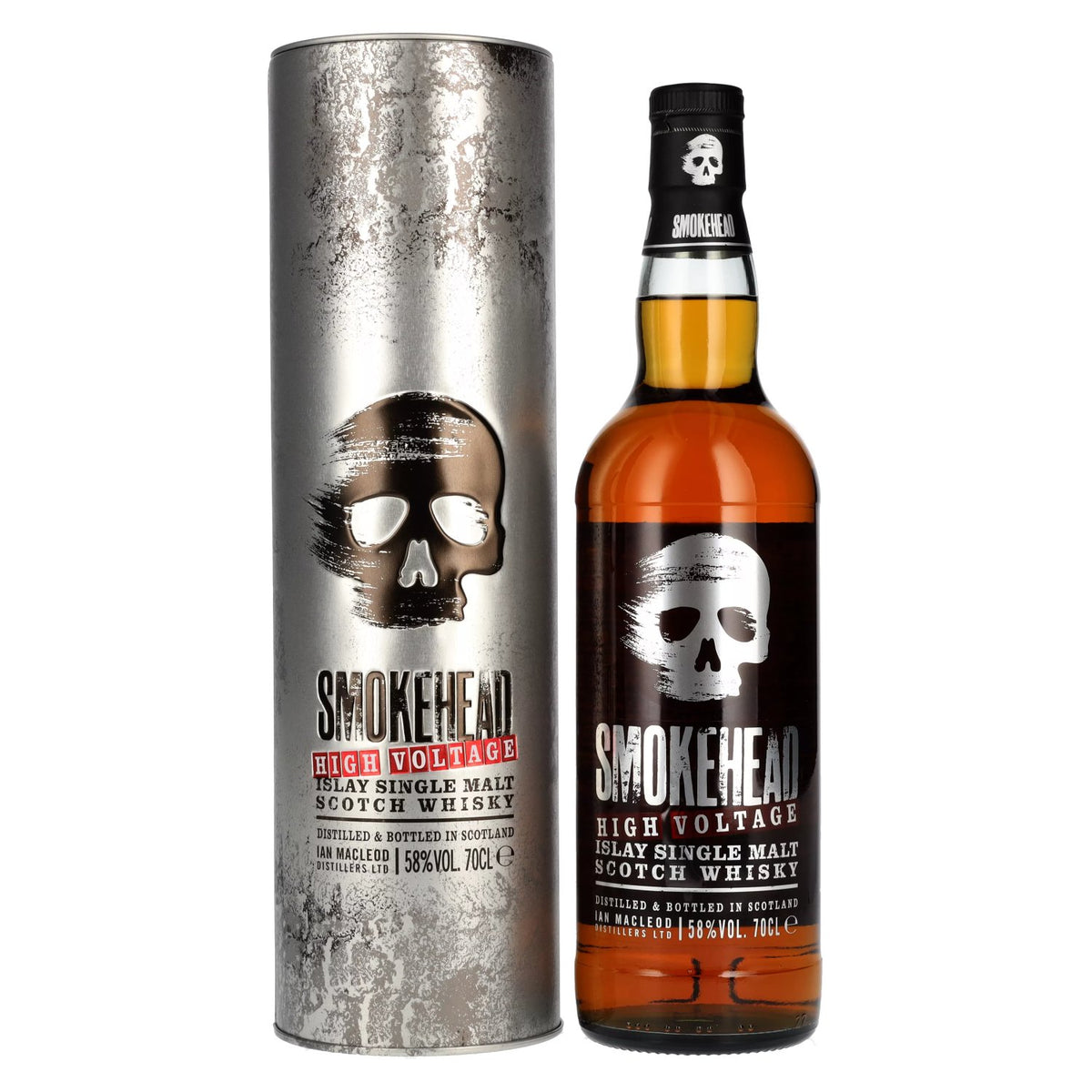 Smokehead HIGH VOLTAGE Islay Single Malt Scotch Whisky 58% ABV 0.7l in a tin box