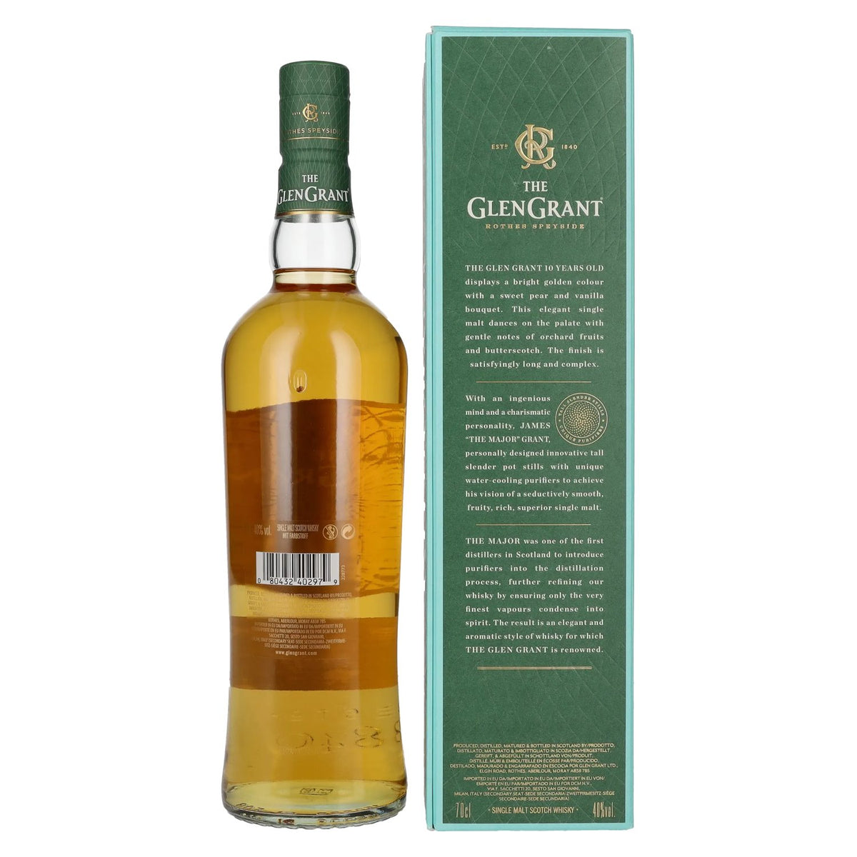 Glen Grant 10 ans d'âge, single malt, 40 % vol., 0,7 l, dans un coffret cadeau